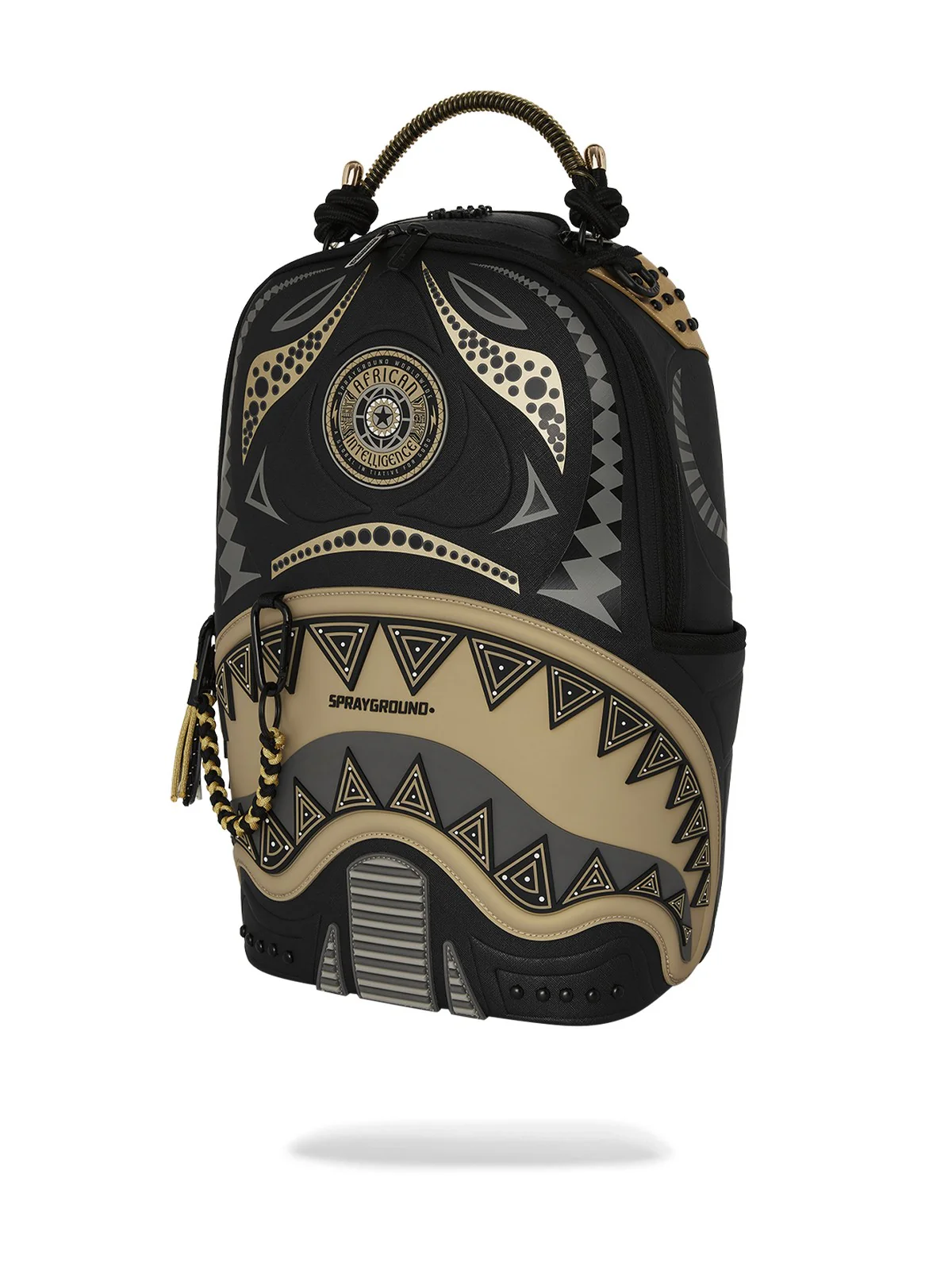 SPRAYGROUND Zaino Uomo AI WONDERLAND GOLD AND BLACK BACKPACK 910B7761NSZ Nero - Image 5