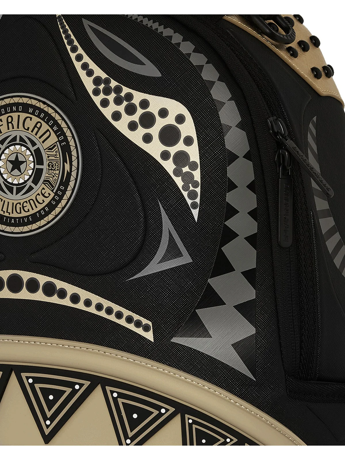 SPRAYGROUND Zaino Uomo AI WONDERLAND GOLD AND BLACK BACKPACK 910B7761NSZ Nero - Image 6