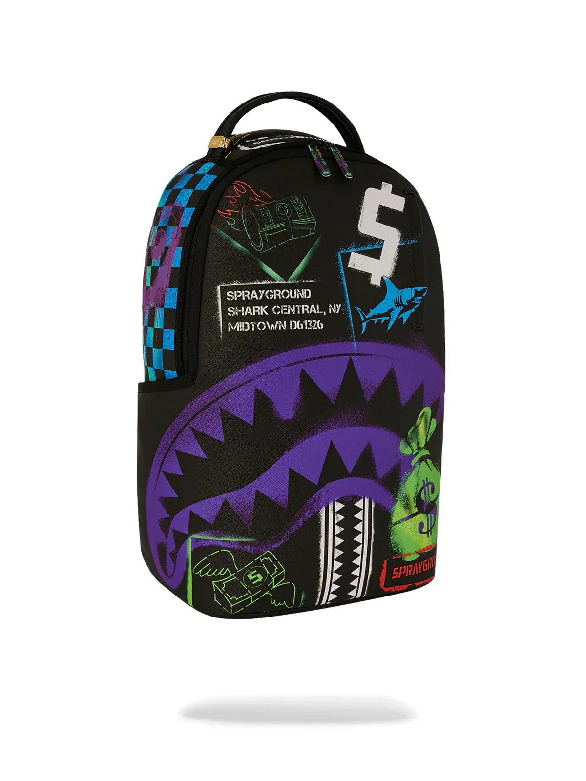 SPRAYGROUND Zaino Uomo SHARK CENTRAL STENCILS- BLACK DLXSV BACKPACK 910B7620NSZ Nero - Image 2