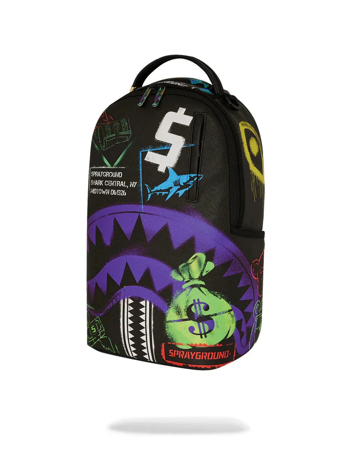 SPRAYGROUND Zaino Uomo SHARK CENTRAL STENCILS- BLACK DLXSV BACKPACK 910B7620NSZ Nero - Image 5
