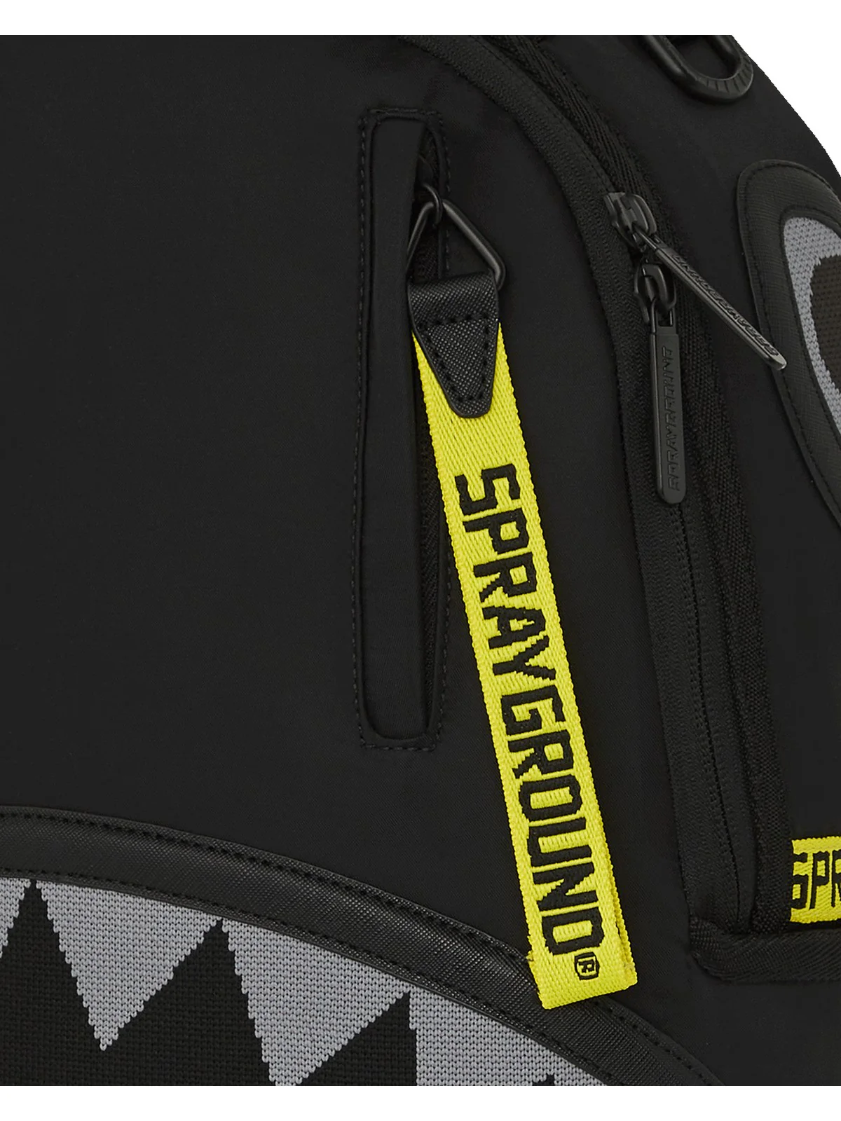 SPRAYGROUND Zaino Uomo SHARK CENTRAL YELLOW TAPE DLX SATIN BACKPACK 910B7736NSZ Nero - Image 6