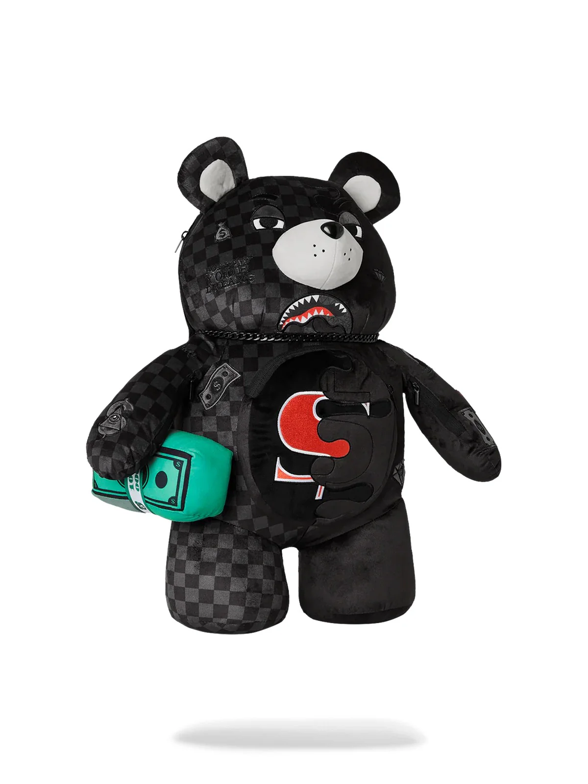 SPRAYGROUND Zaino Uomo UNFINISHED SHARK TEDDY BEAR 910B7476NSZ Grigio - Image 2