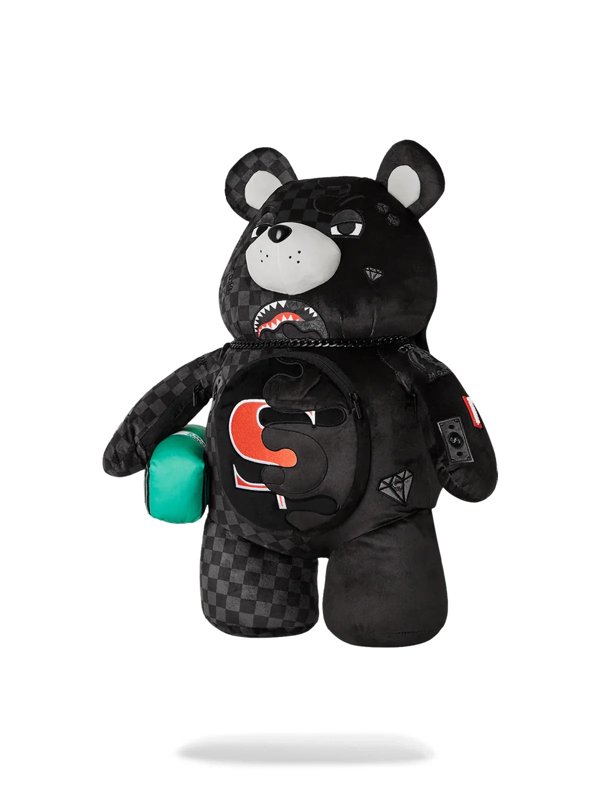SPRAYGROUND Zaino Uomo UNFINISHED SHARK TEDDY BEAR 910B7476NSZ Grigio - Image 3