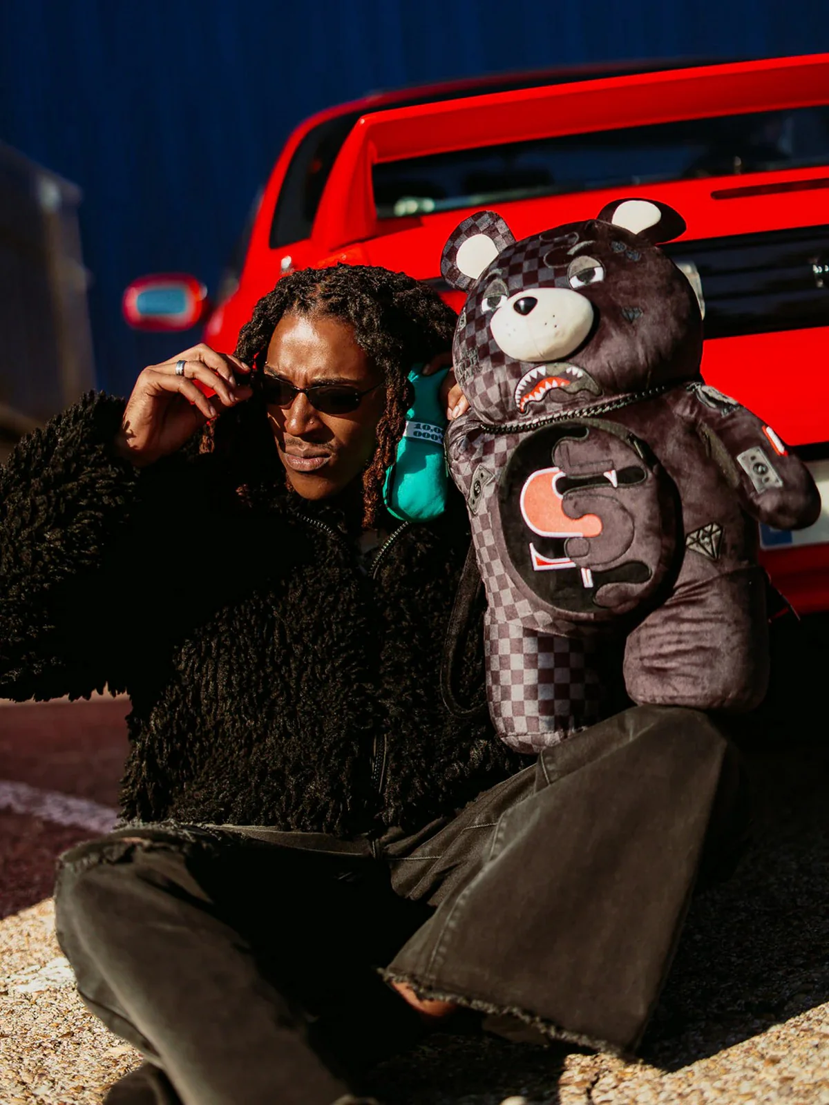 SPRAYGROUND Zaino Uomo UNFINISHED SHARK TEDDY BEAR 910B7476NSZ Grigio - Image 7