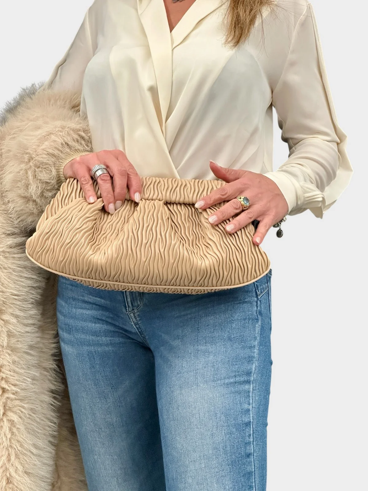 THEMOIRè Borsa Donna BIOS BAGUETTE ARRICCIATO APPLE 261WTMBB0OOAA SAND - Image 2