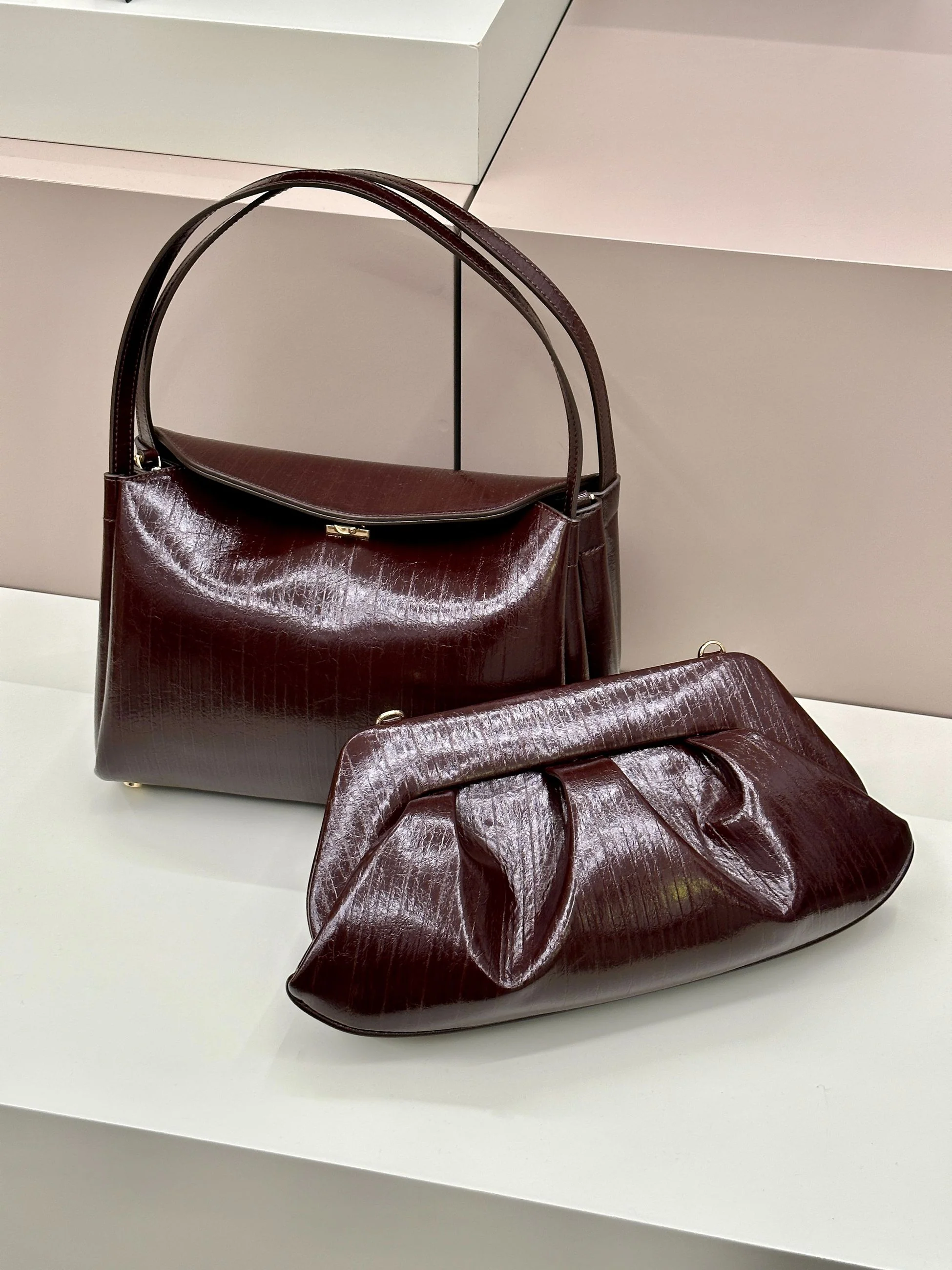 THEMOIRè Borsa Donna CALIPSO TRUNK RIGATO VEGAN FABRIC 261WTMCT0ORVF CHOCOLATE PLUM - Image 6