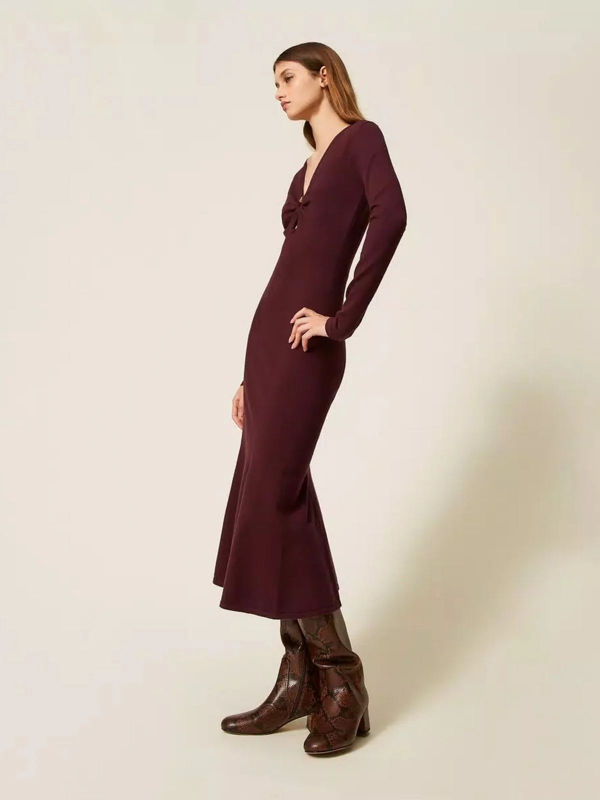 TWINSET Abito Donna MIX VISCOSE NEW FIT 252TP3140 05609 WINETASTING - Image 4