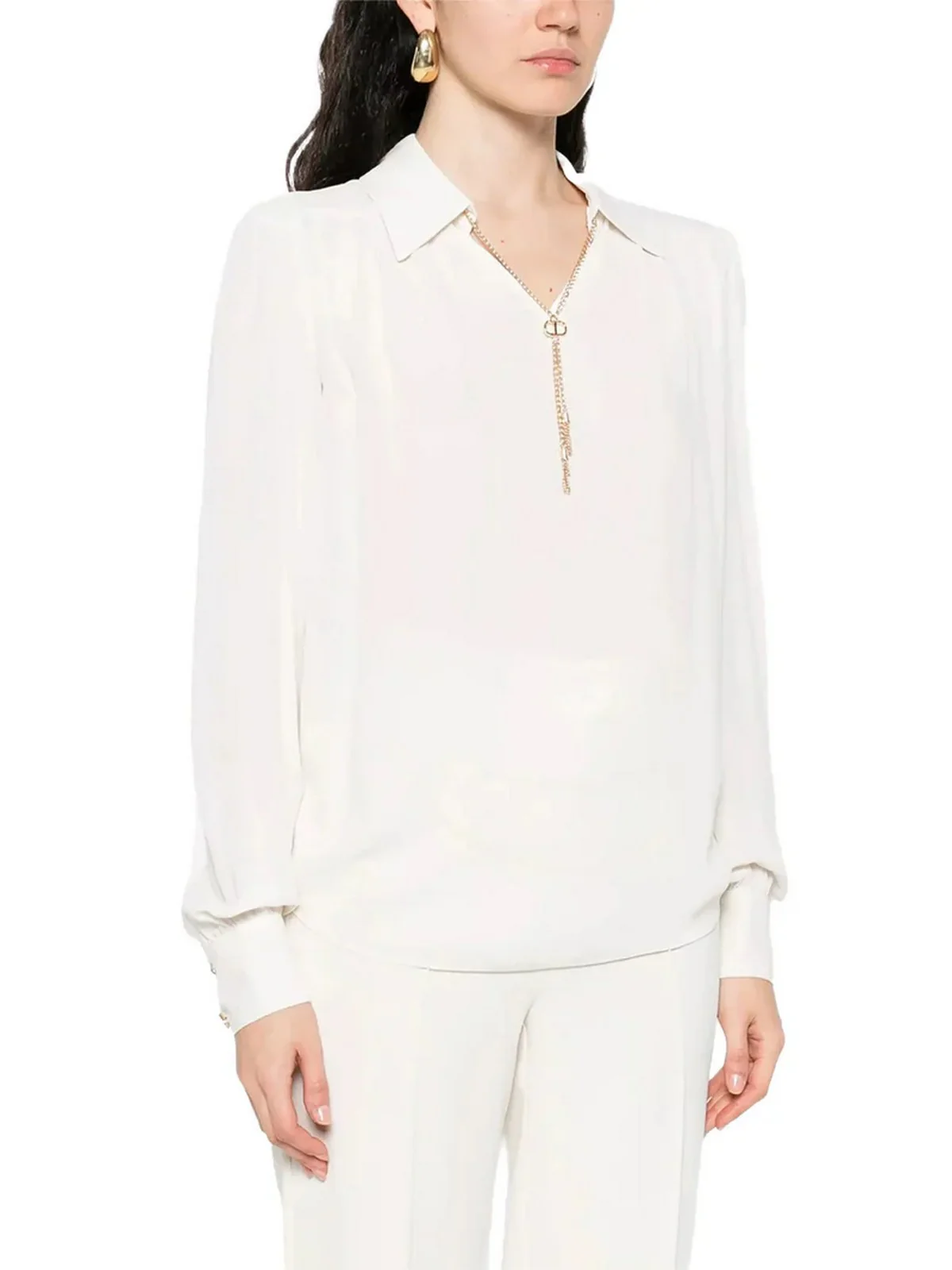 TWINSET Blusa Donna CREPE DE CHINE WITH METAL DETAILS 252TP2291 00381 GIGLIO - Image 2