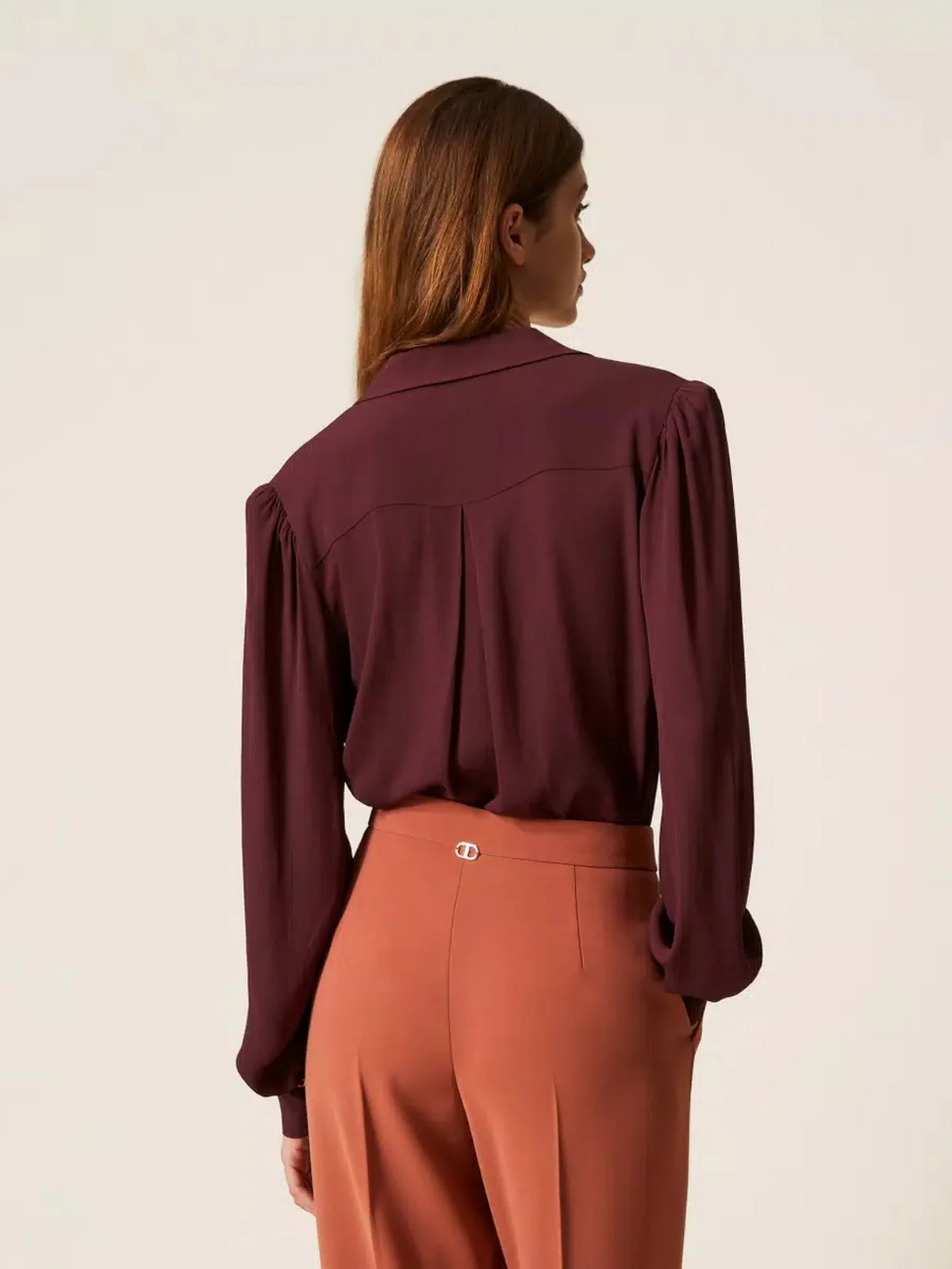 TWINSET Blusa Donna CREPE DE CHINE WITH METAL DETAILS 252TP2291 05609 WINETASTING - Image 3