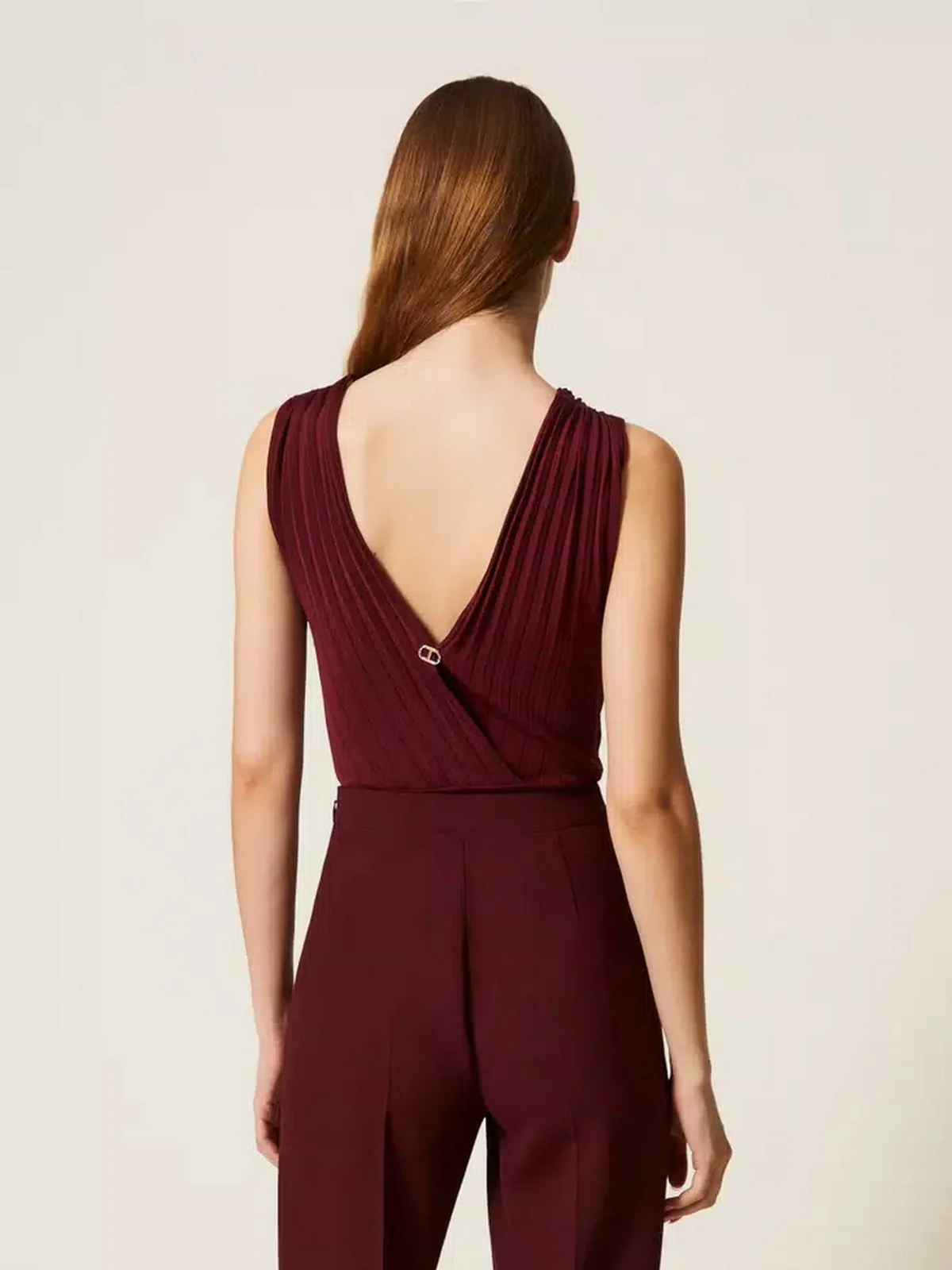 TWINSET Body Donna VISCOSE RIB SHAPES 252TP3161 12367 WINETASTING CHIARO - Image 3
