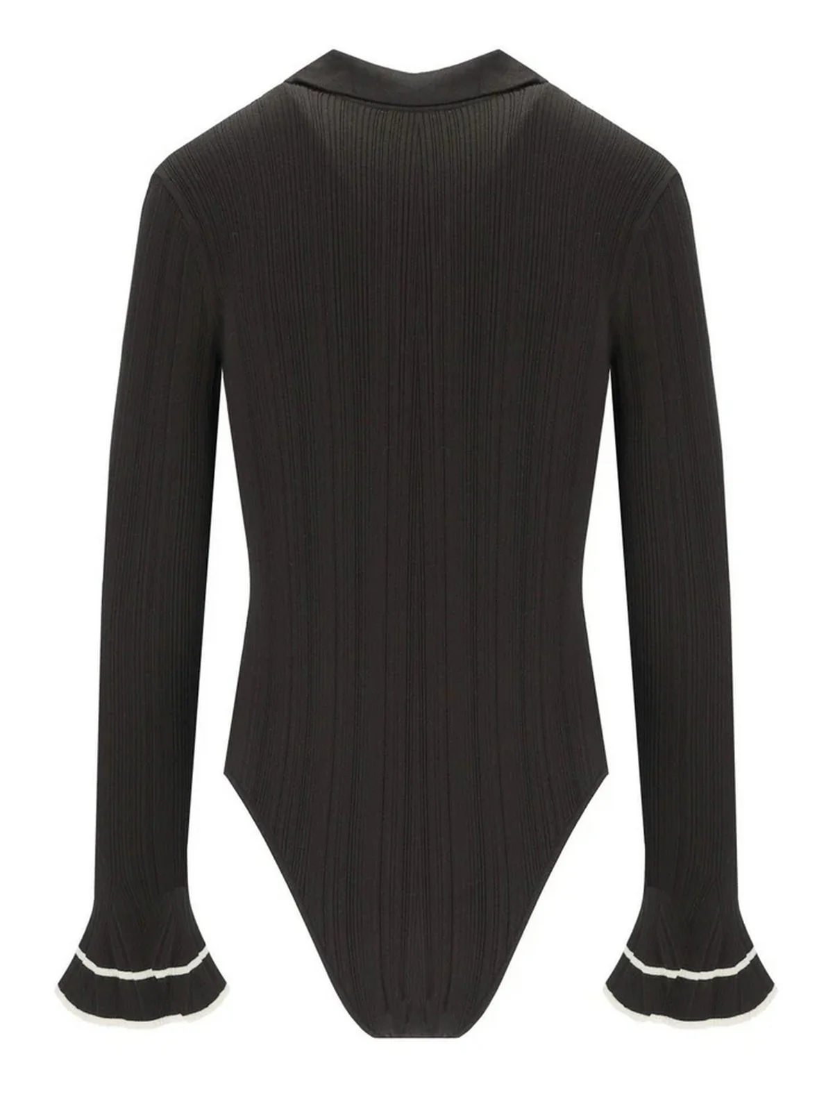 TWINSET Body Donna VISCOSE STRETCH RIBS DETAILS 252TT3232 12996 BIC.BLACK CHOCOLATE/NEVE - Image 2