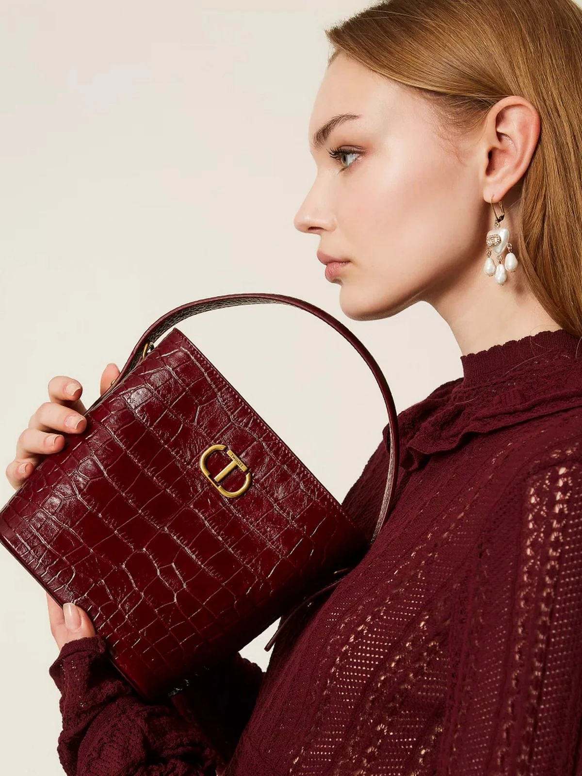 TWINSET Borsa Donna CHELSEA LEATHER 252TD8257 12882 RED BERRY - Image 2