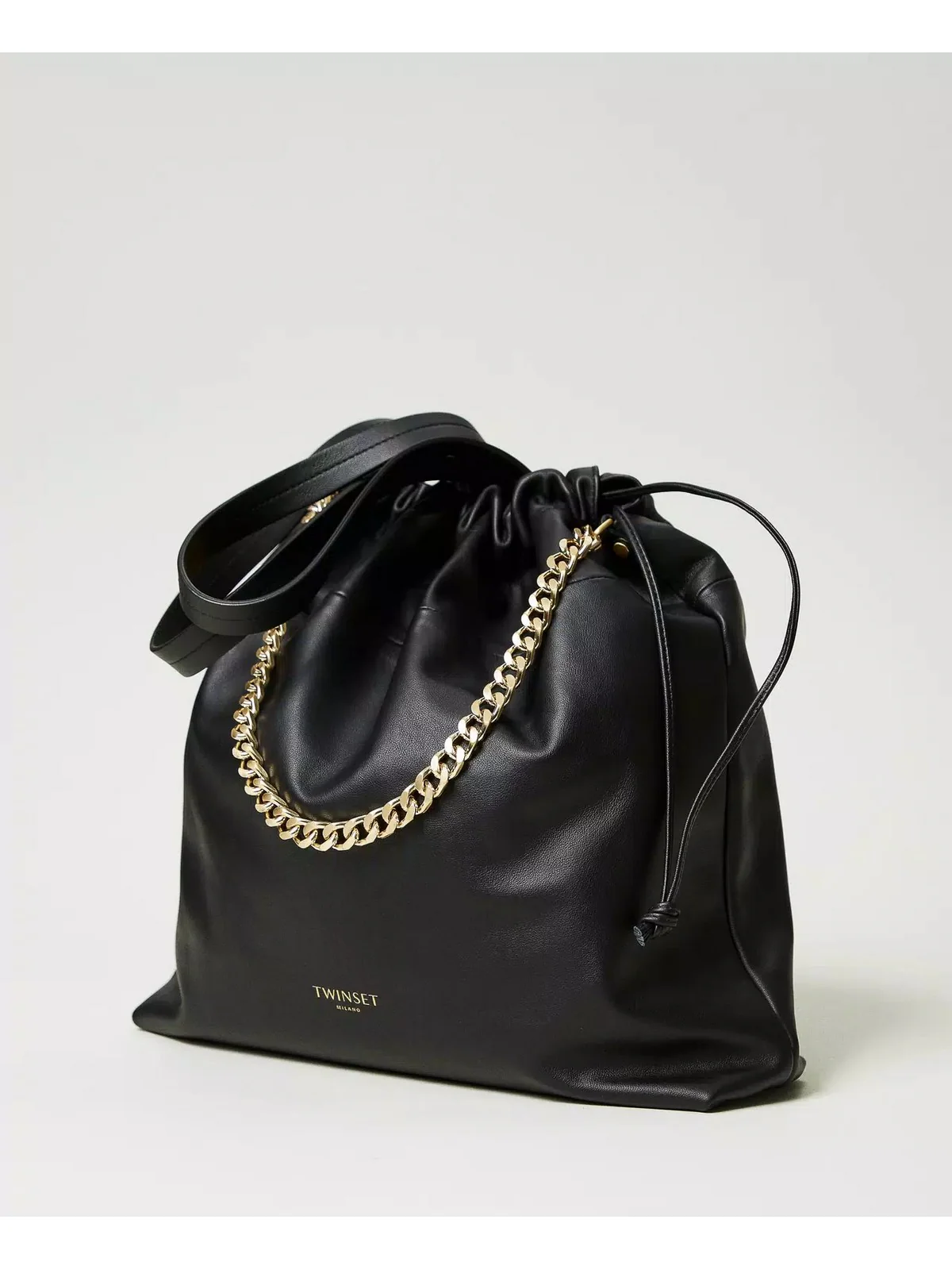 TWINSET Borsa Donna DRAWSTRING LEATHER 242TB7210 00006 Nero - Image 4