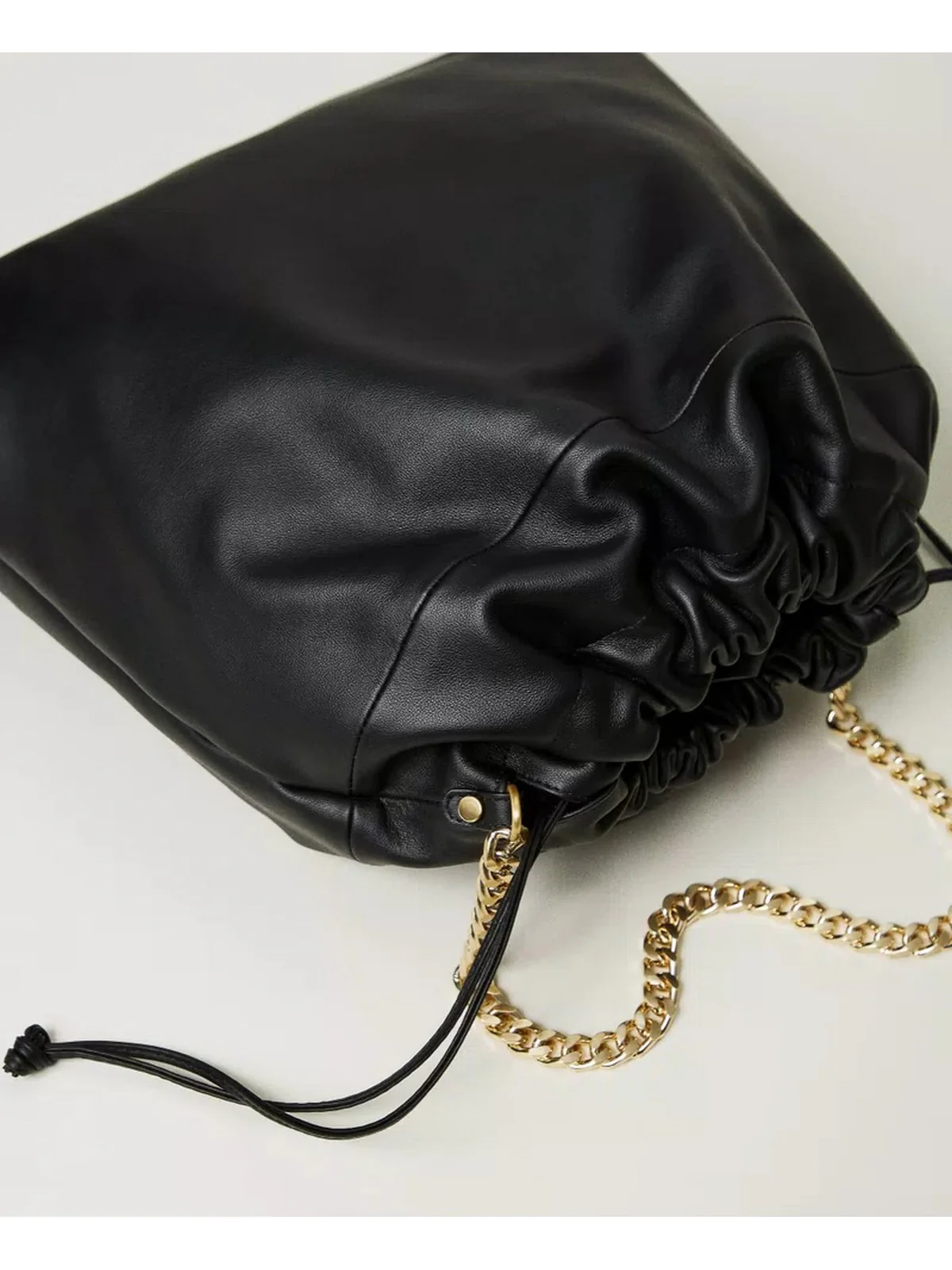 TWINSET Borsa Donna DRAWSTRING LEATHER 242TB7210 00006 Nero - Image 5