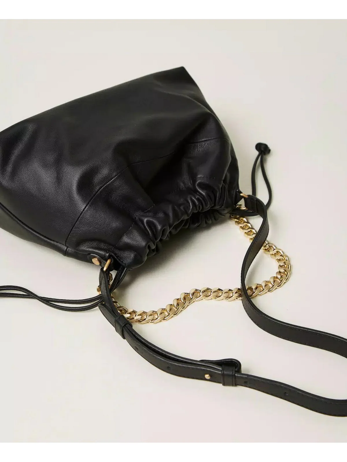 TWINSET Borsa Donna DRAWSTRING LEATHER 242TB7212 00006 Nero - Image 2