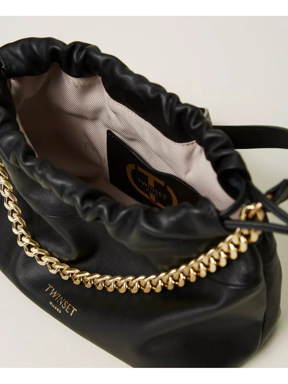 TWINSET Borsa Donna DRAWSTRING LEATHER 242TB7212 00006 Nero - Image 3