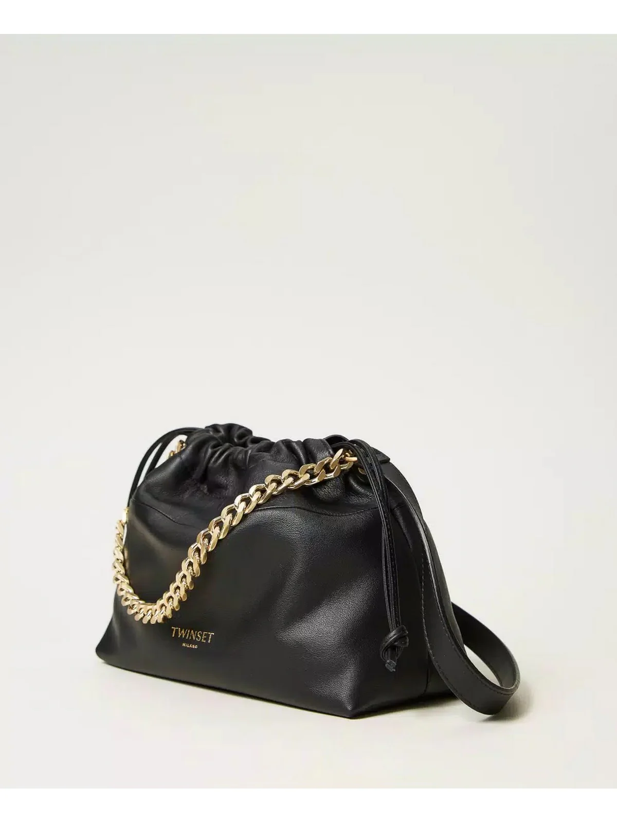 TWINSET Borsa Donna DRAWSTRING LEATHER 242TB7212 00006 Nero - Image 5