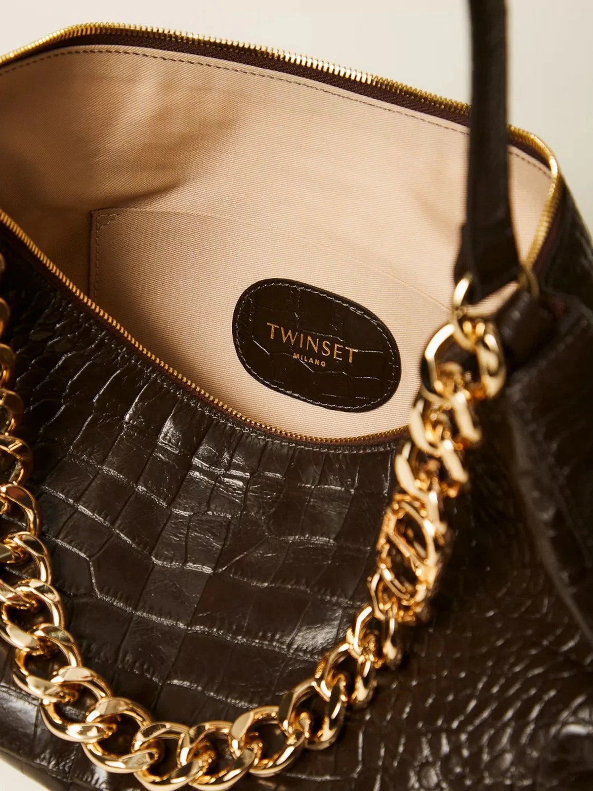 TWINSET Borsa Donna LILIANE LEATHER 252TD8252 11054 BLACK CHOCOLATE - Image 3