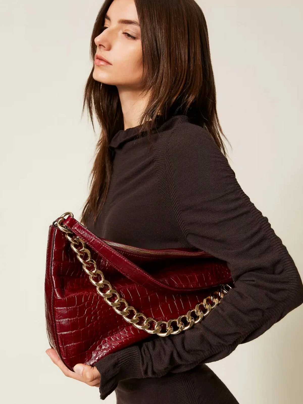 TWINSET Borsa Donna LILIANE LEATHER 252TD8252 12882 RED BERRY - Image 2