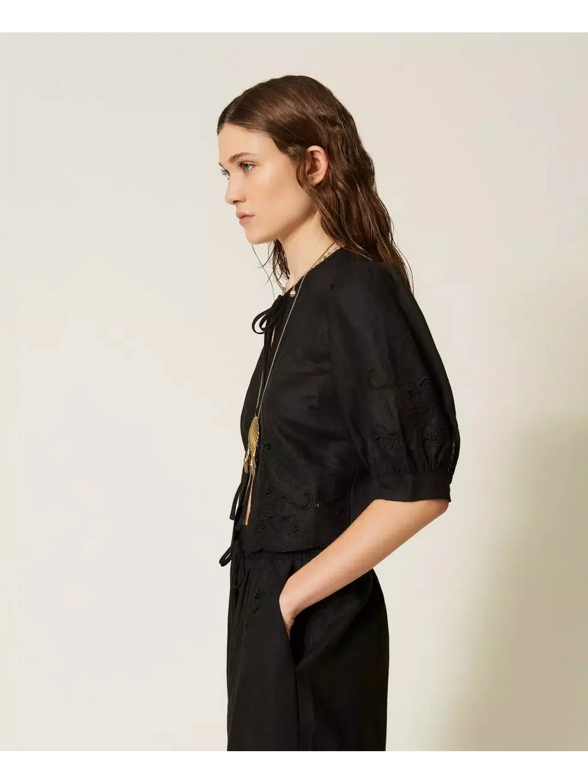 TWINSET Camicia Donna  261TT2120 00006 Nero - Image 3