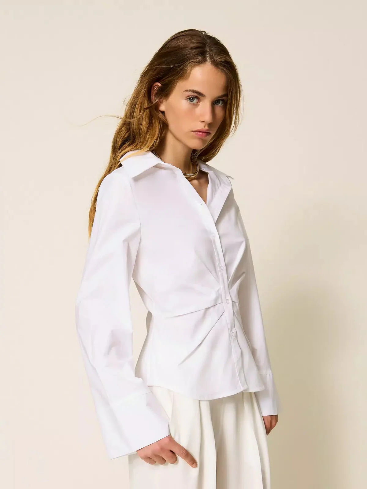 TWINSET Camicia Donna STRETCH POPLIN 252TF2070 00001 BIANCO OTTICO - Image 5