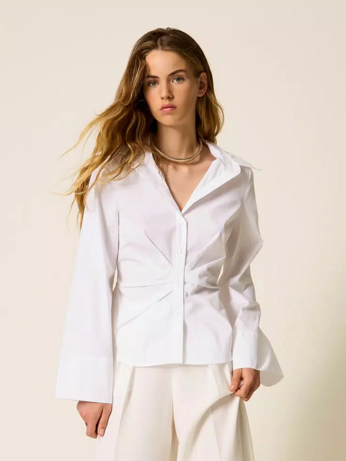 TWINSET Camicia Donna STRETCH POPLIN 252TF2070 00001 BIANCO OTTICO - Image 6
