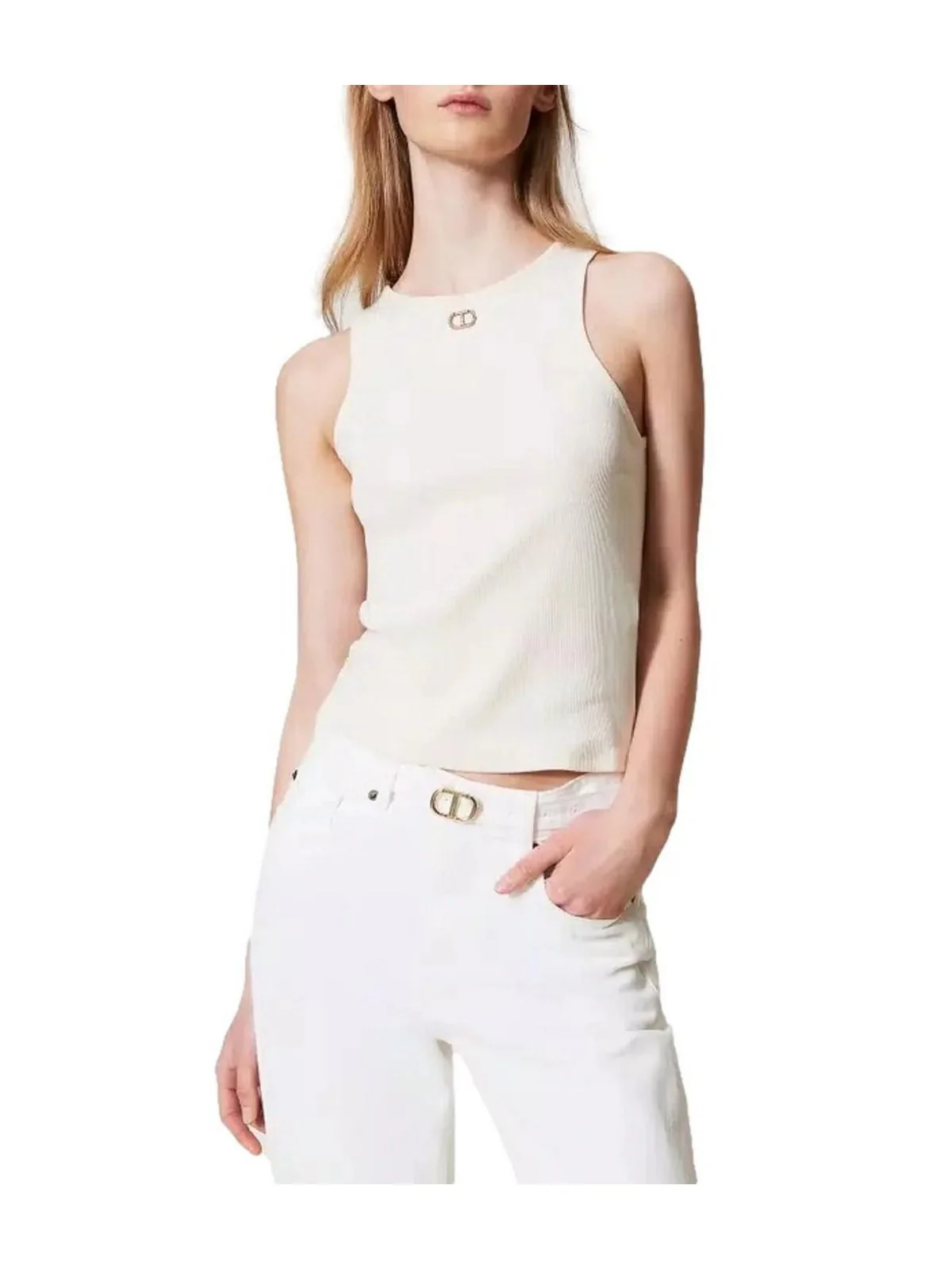TWINSET Canotta Donna  251TP2550 00001 Bianco - Image 3