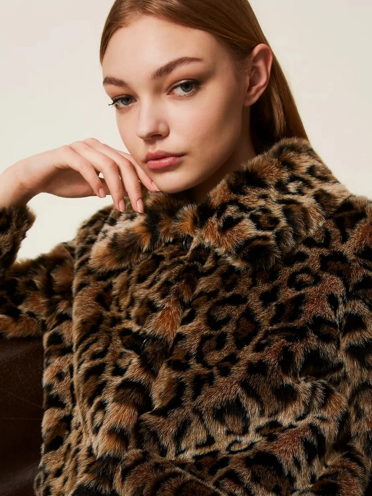 TWINSET Cappotto Donna ANIMAL FEELING 252TP2110 12779 JACQ.ANIMALIER NERO/COFFEE - Image 2