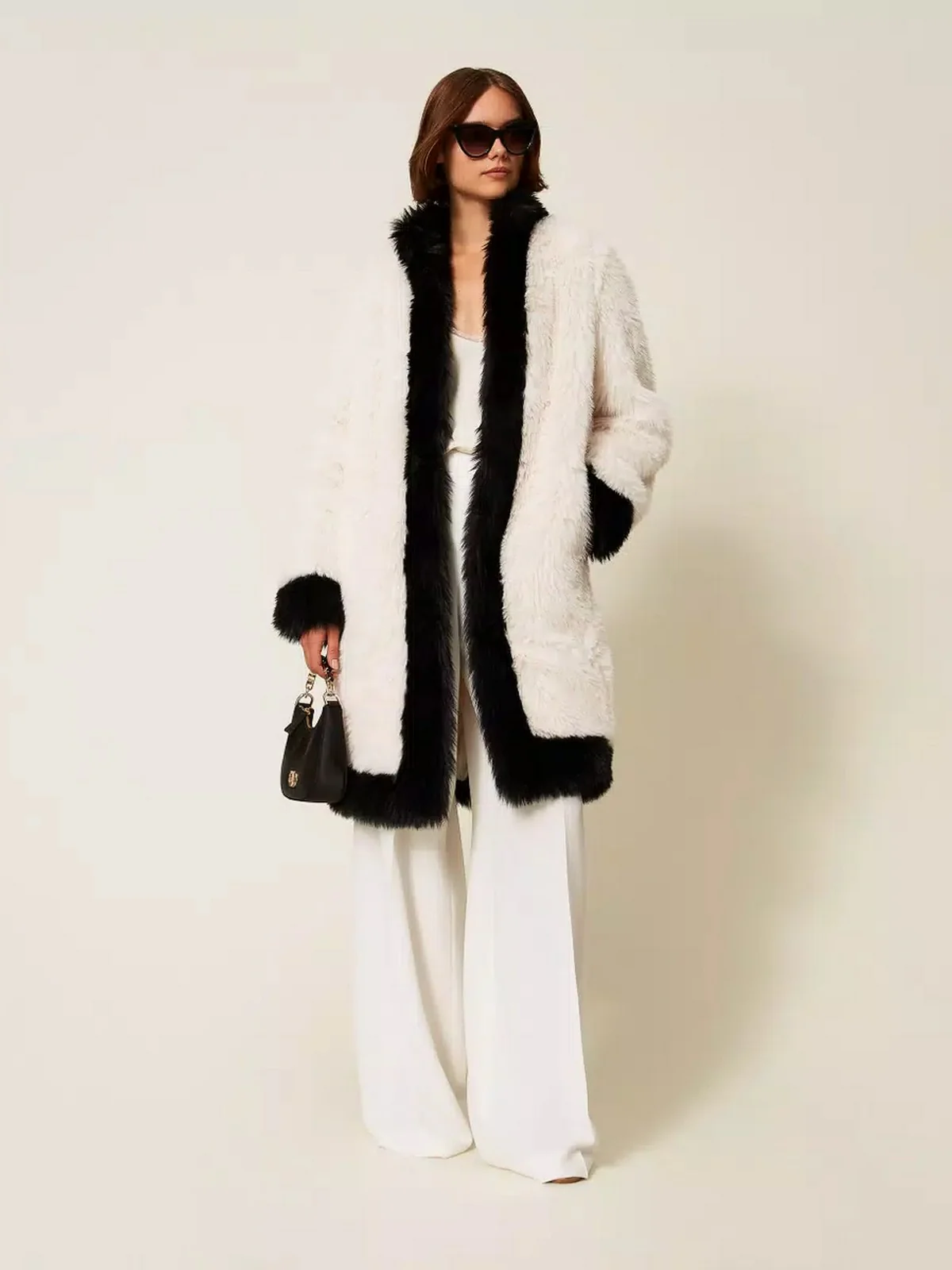 TWINSET Cappotto Donna WARM TWO-TONE COATS 252TT2153 12865 BIC.NEVE/NERO - Image 6