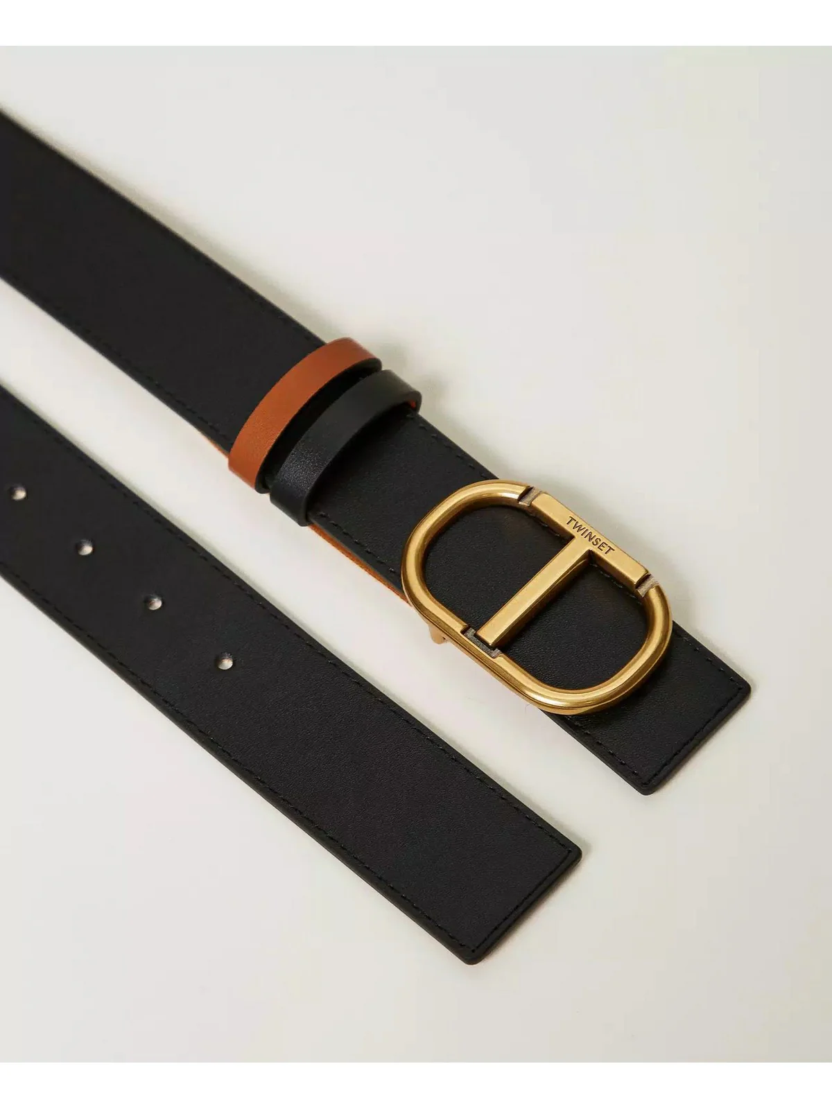 TWINSET Cintura Donna DOUBLE OVAL T BELT LEATHER 242TA4220 02490 Nero - Image 2