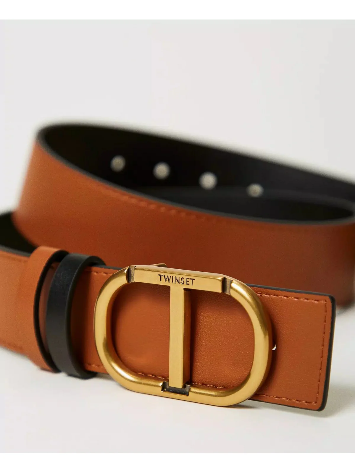 TWINSET Cintura Donna DOUBLE OVAL T BELT LEATHER 242TA4220 02490 Nero - Image 3