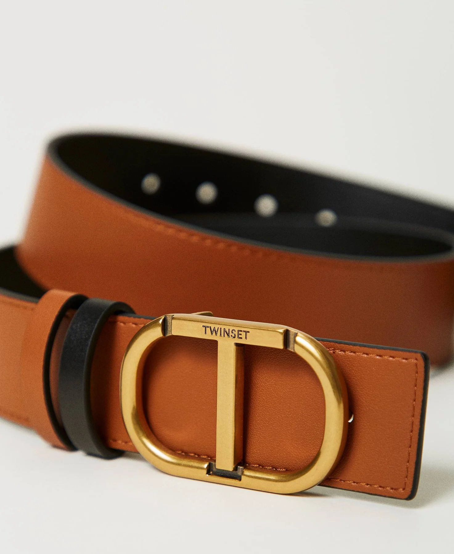 TWINSET Cintura Donna DOUBLE OVAL T BELT LEATHER 242TA4220 02490 Nero - Image 4