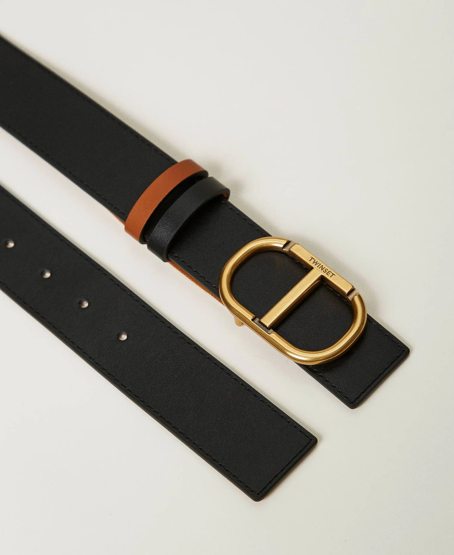 TWINSET Cintura Donna DOUBLE OVAL T BELT LEATHER 242TA4220 02490 Nero - Image 5