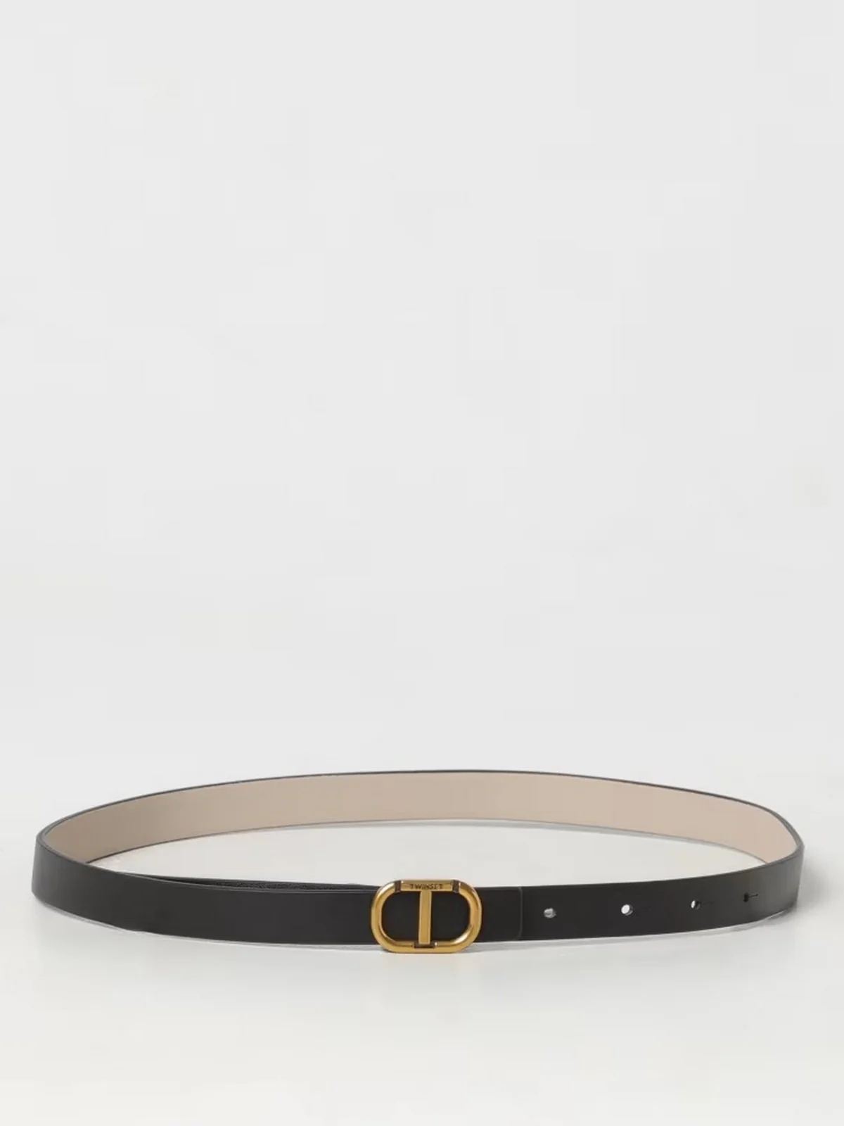 TWINSET Cintura Donna DOUBLE OVAL T LEATHER 242TO5480 12013 Nero - Image 2