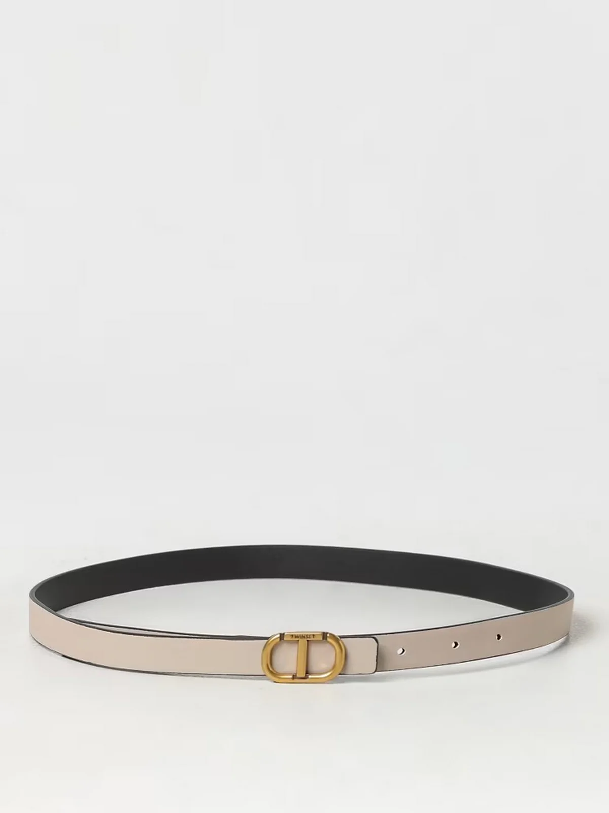 TWINSET Cintura Donna DOUBLE OVAL T LEATHER 242TO5480 12013 Nero - Image 3