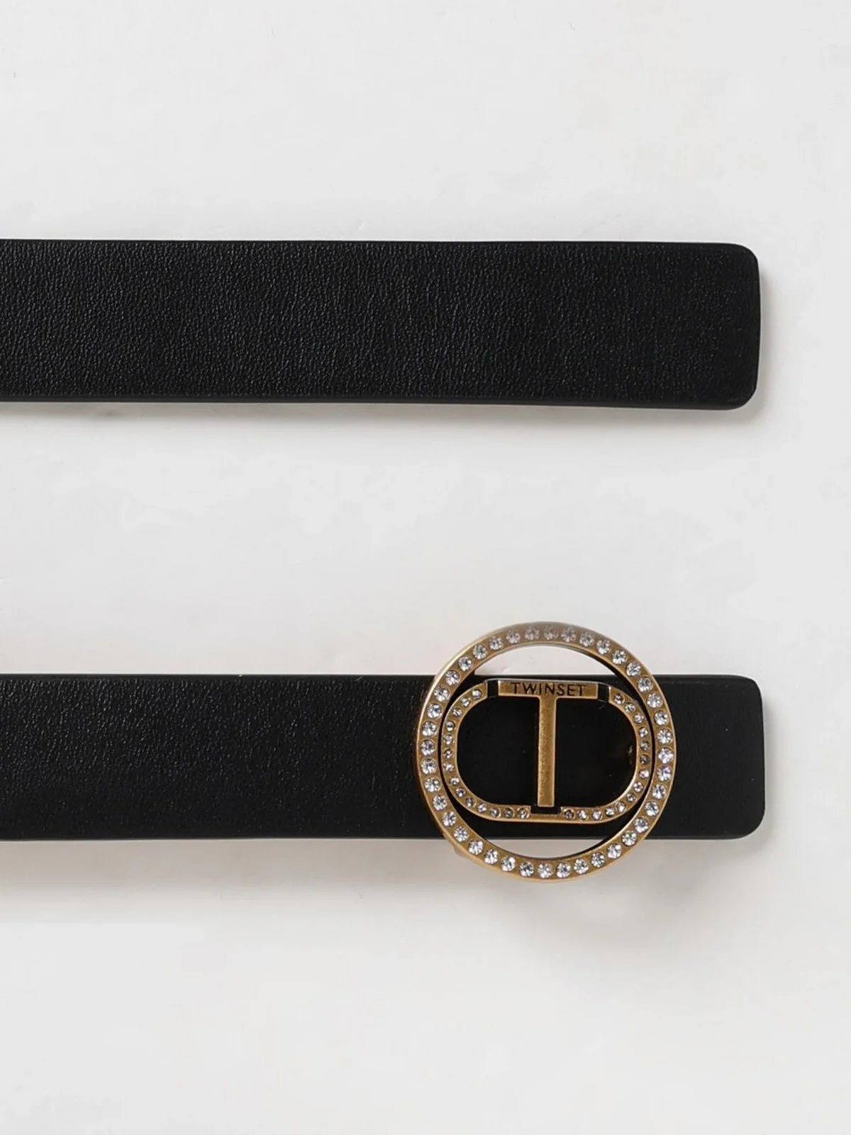 TWINSET Cintura Donna RHINESTONES CIRCLE OVAL T LEATHER 242TA4230 00006 Nero - Image 2