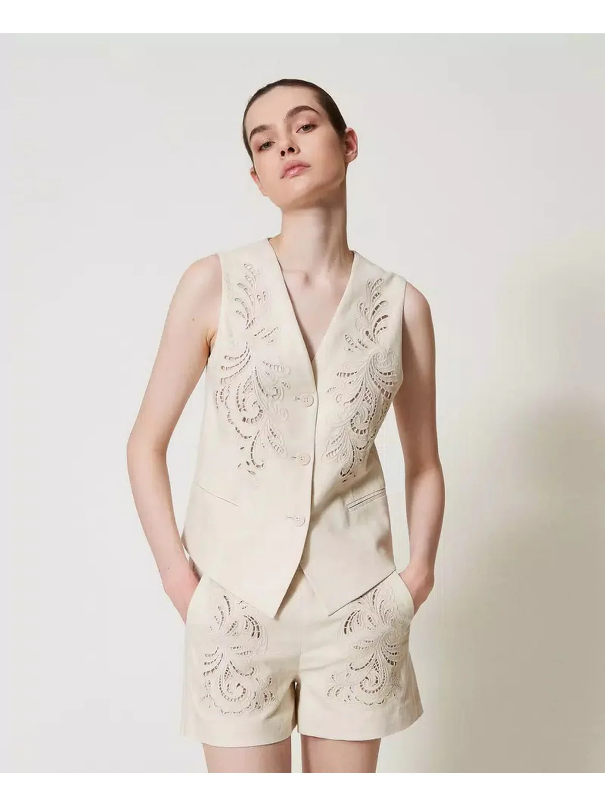 TWINSET Gilet Donna  251TP2161 00059 Beige - Image 2