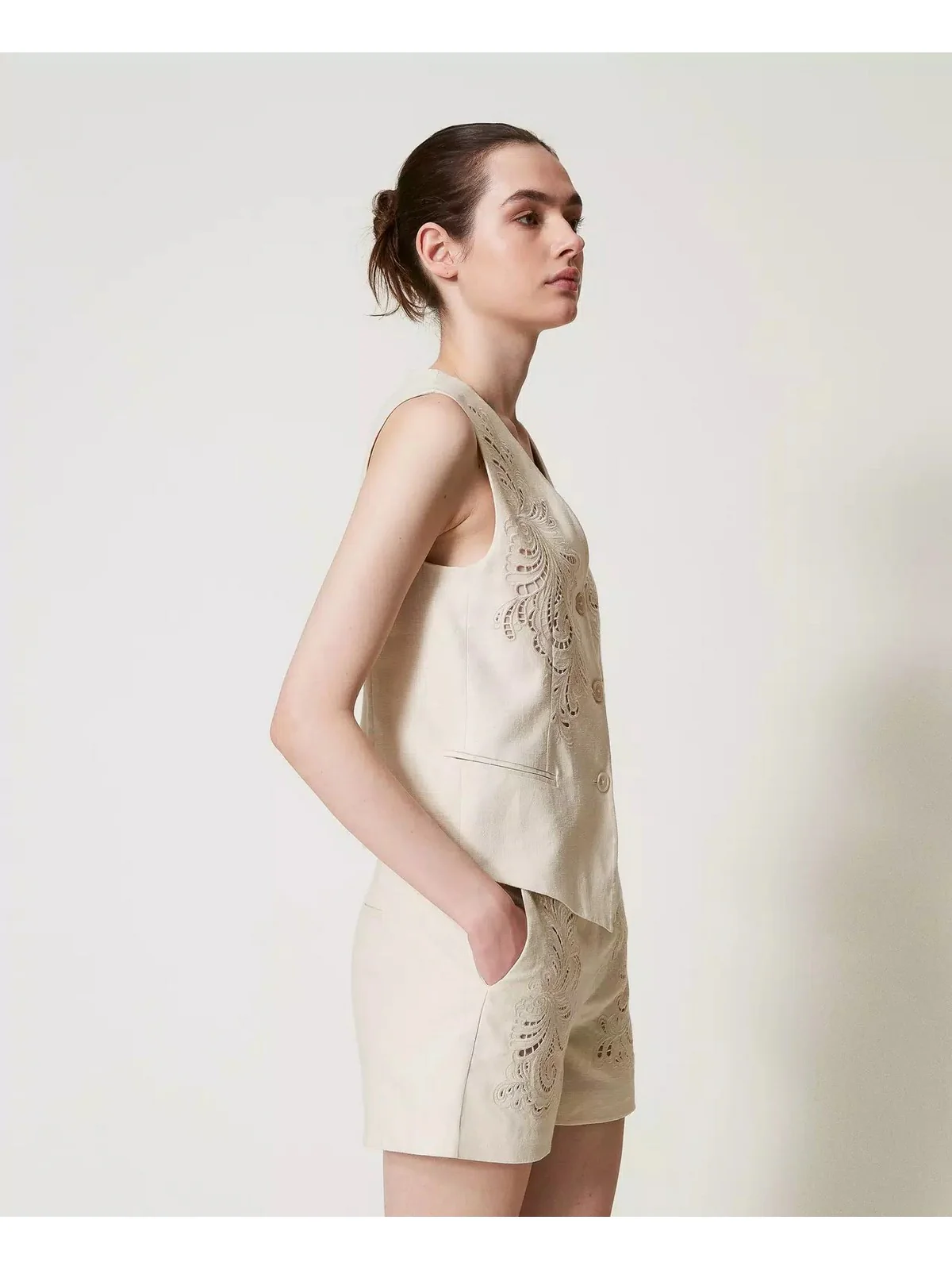 TWINSET Gilet Donna  251TP2161 00059 Beige - Image 3
