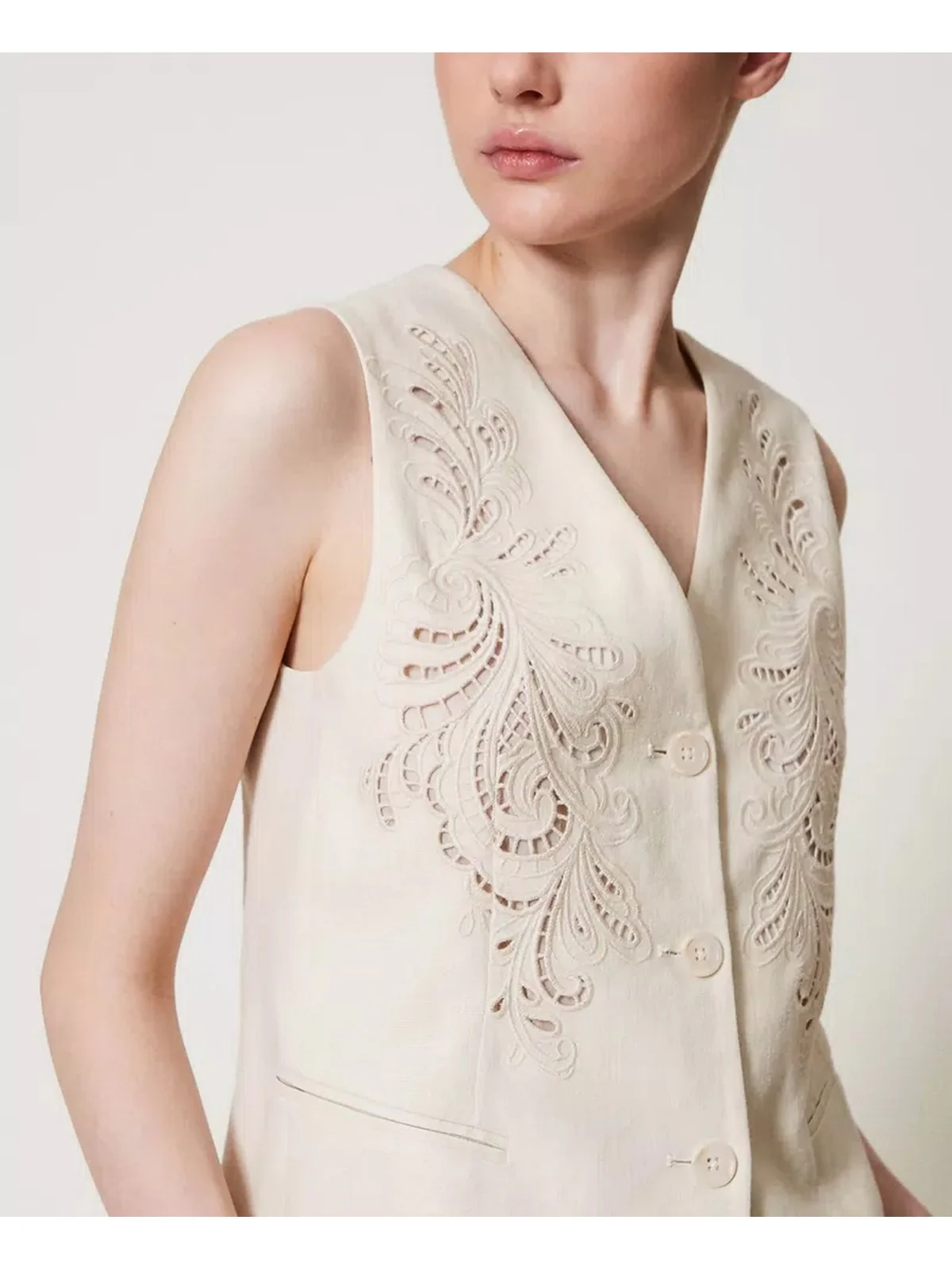 TWINSET Gilet Donna  251TP2161 00059 Beige - Image 5