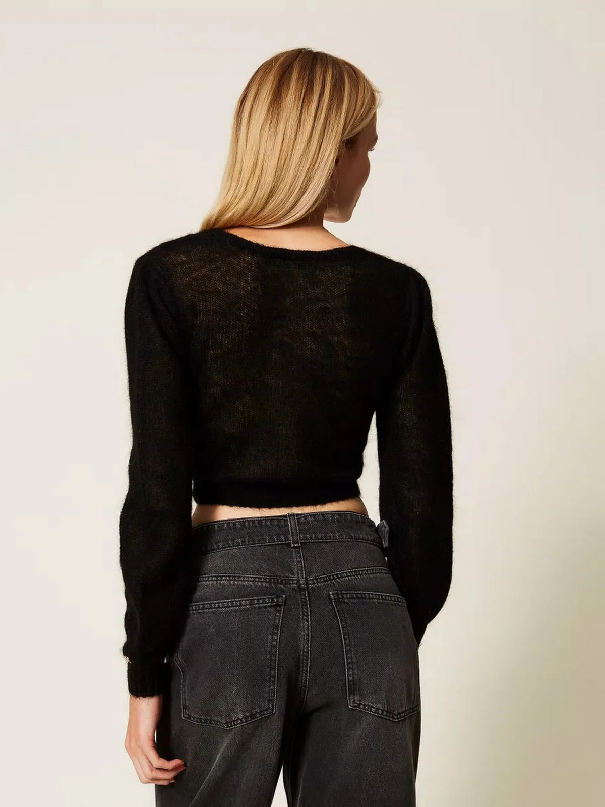 TWINSET Maglia Donna LIGHT MIX MOHAIR STITCHES 252TP3525 00006 Nero - Image 6