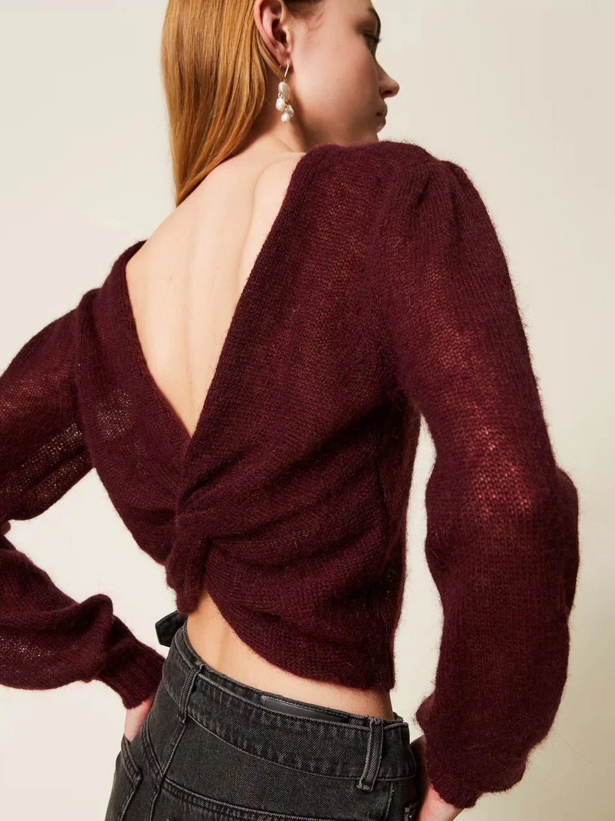 TWINSET Maglia Donna LIGHT MIX MOHAIR STITCHES 252TP3525 05609 WINETASTING - Image 3