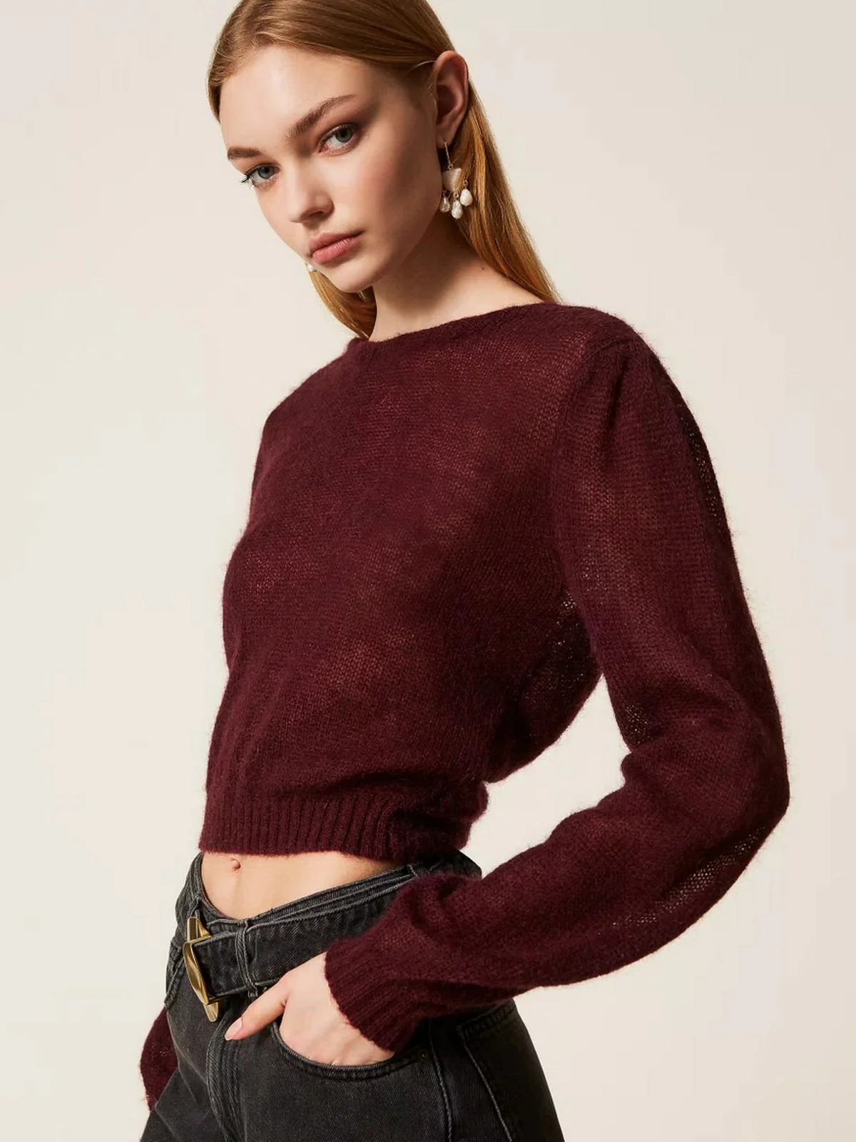 TWINSET Maglia Donna LIGHT MIX MOHAIR STITCHES 252TP3525 05609 WINETASTING - Image 4