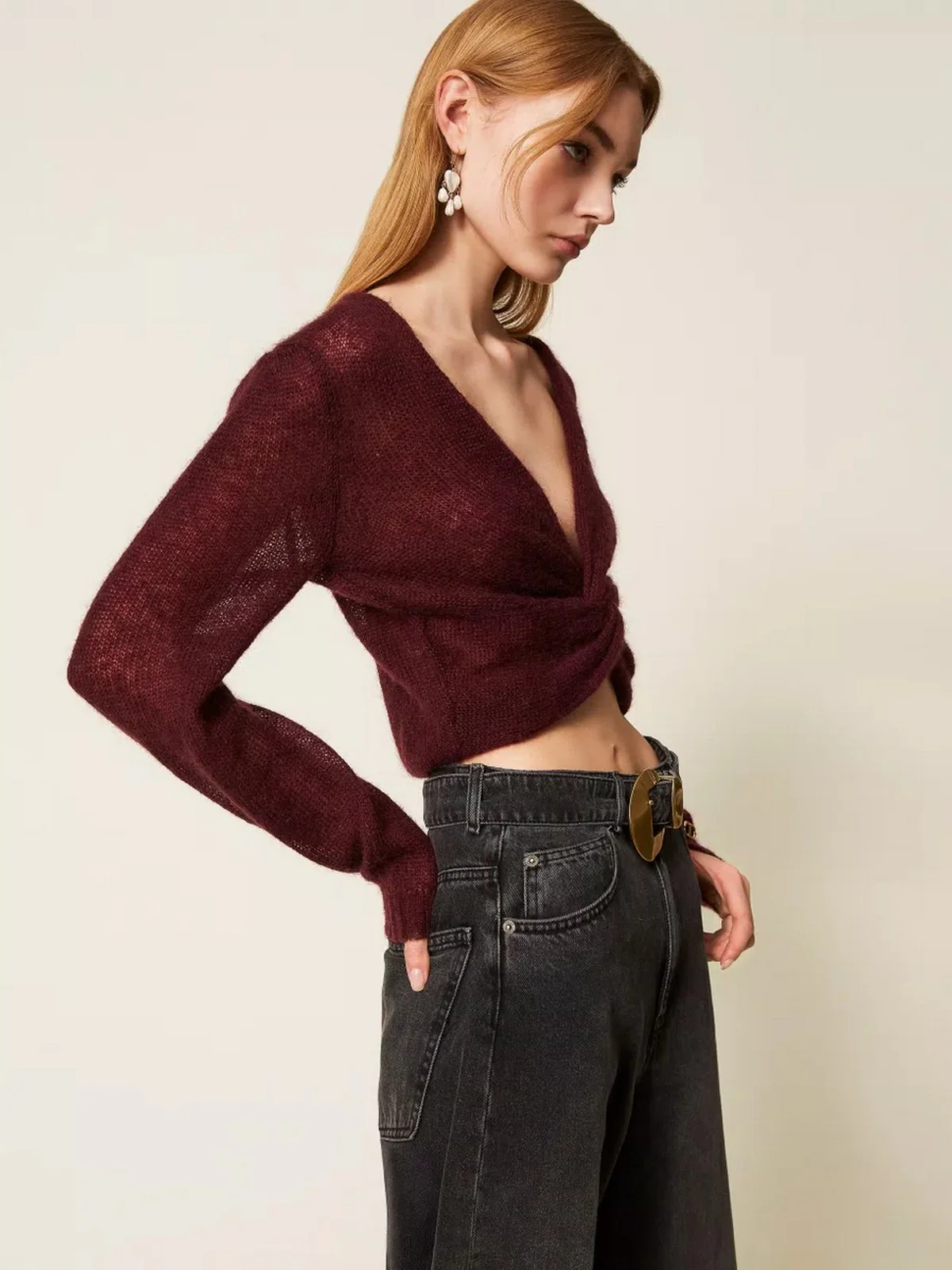 TWINSET Maglia Donna LIGHT MIX MOHAIR STITCHES 252TP3525 05609 WINETASTING - Image 7
