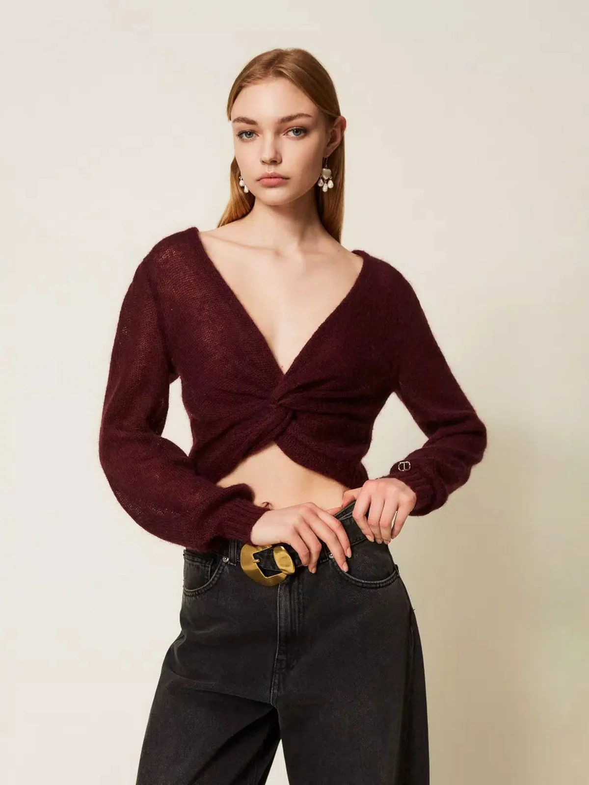 TWINSET Maglia Donna LIGHT MIX MOHAIR STITCHES 252TP3525 05609 WINETASTING - Image 8