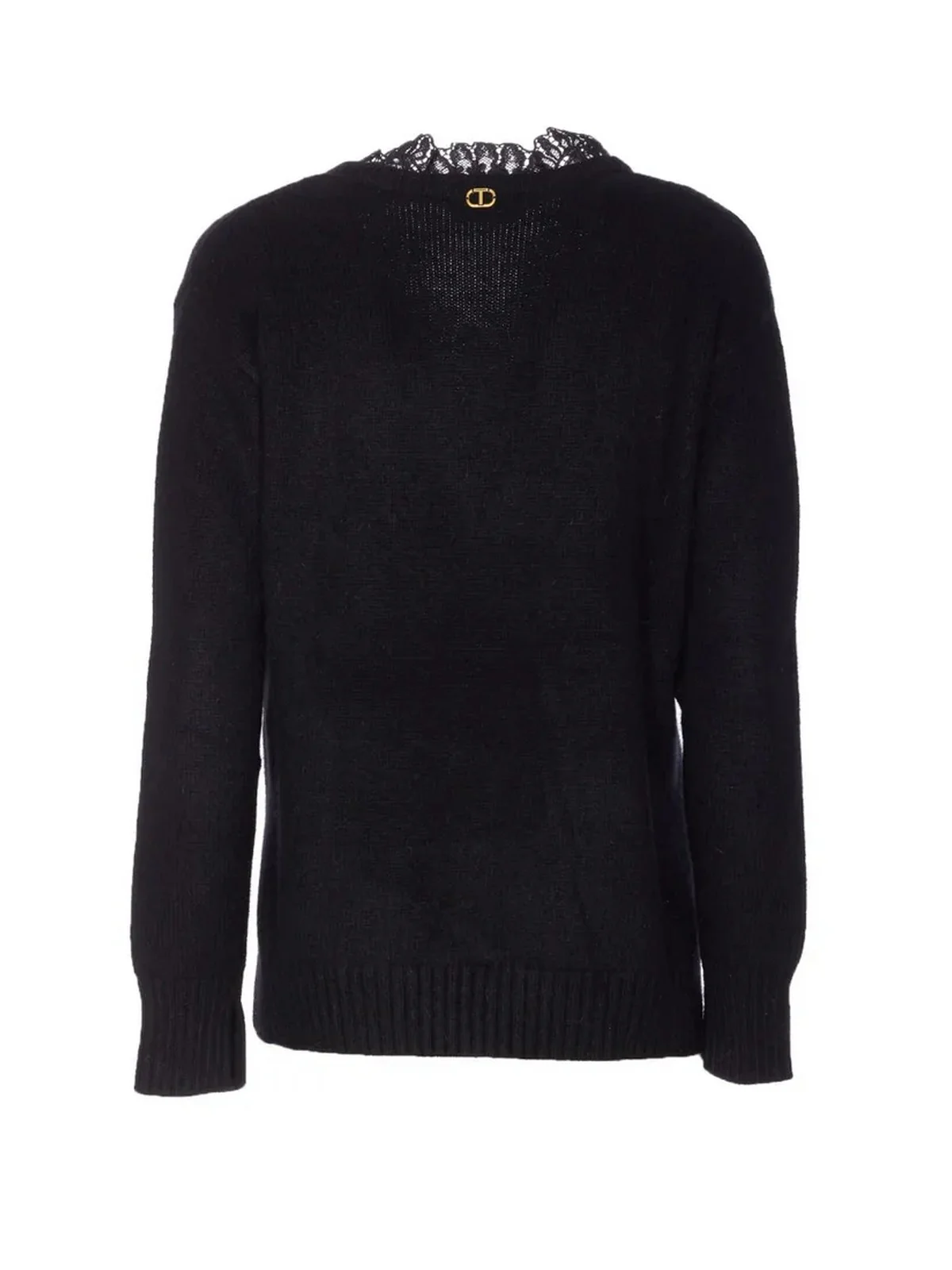 TWINSET Maglione Donna MIX ANGORA & LACE 252TT3380 00006 Nero - Image 2