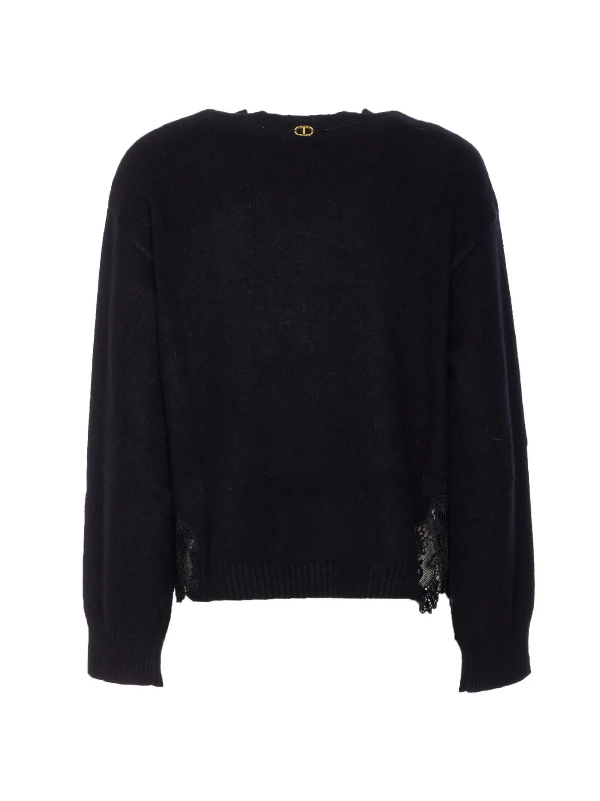 TWINSET Maglione Donna MIX ANGORA & LACE 252TT3381 00006 Nero - Image 3
