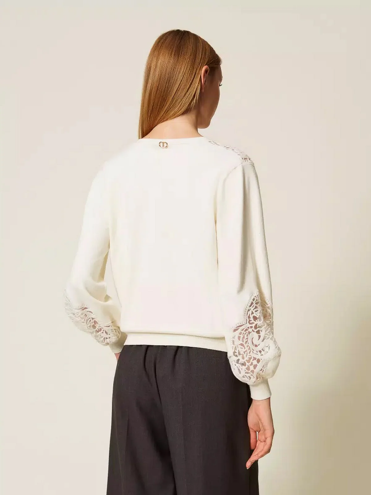 TWINSET Maglione Donna MIX VISCOSE & MESH EMBROIDERED INTARSIA 252TT3440 00282 NEVE - Image 3