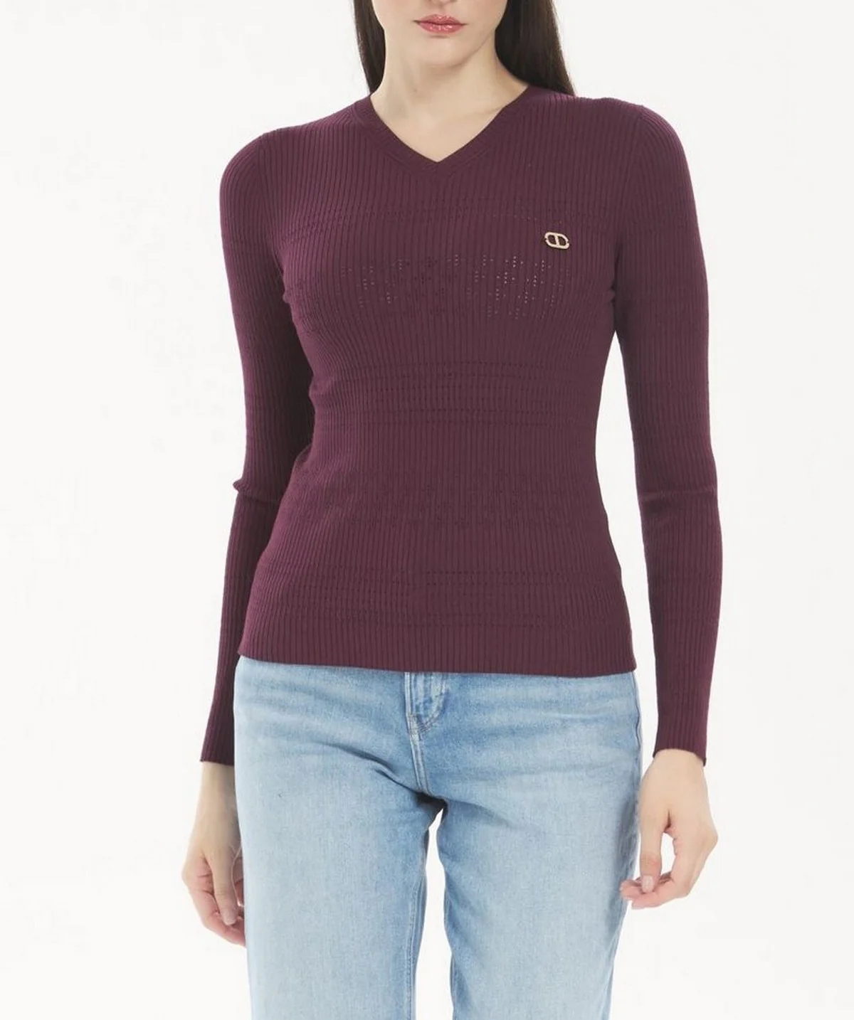 TWINSET Maglione Donna VISCOSE STRETCH TWINSET POINTELLE 252TP3241 05609 WINETASTING - Image 4