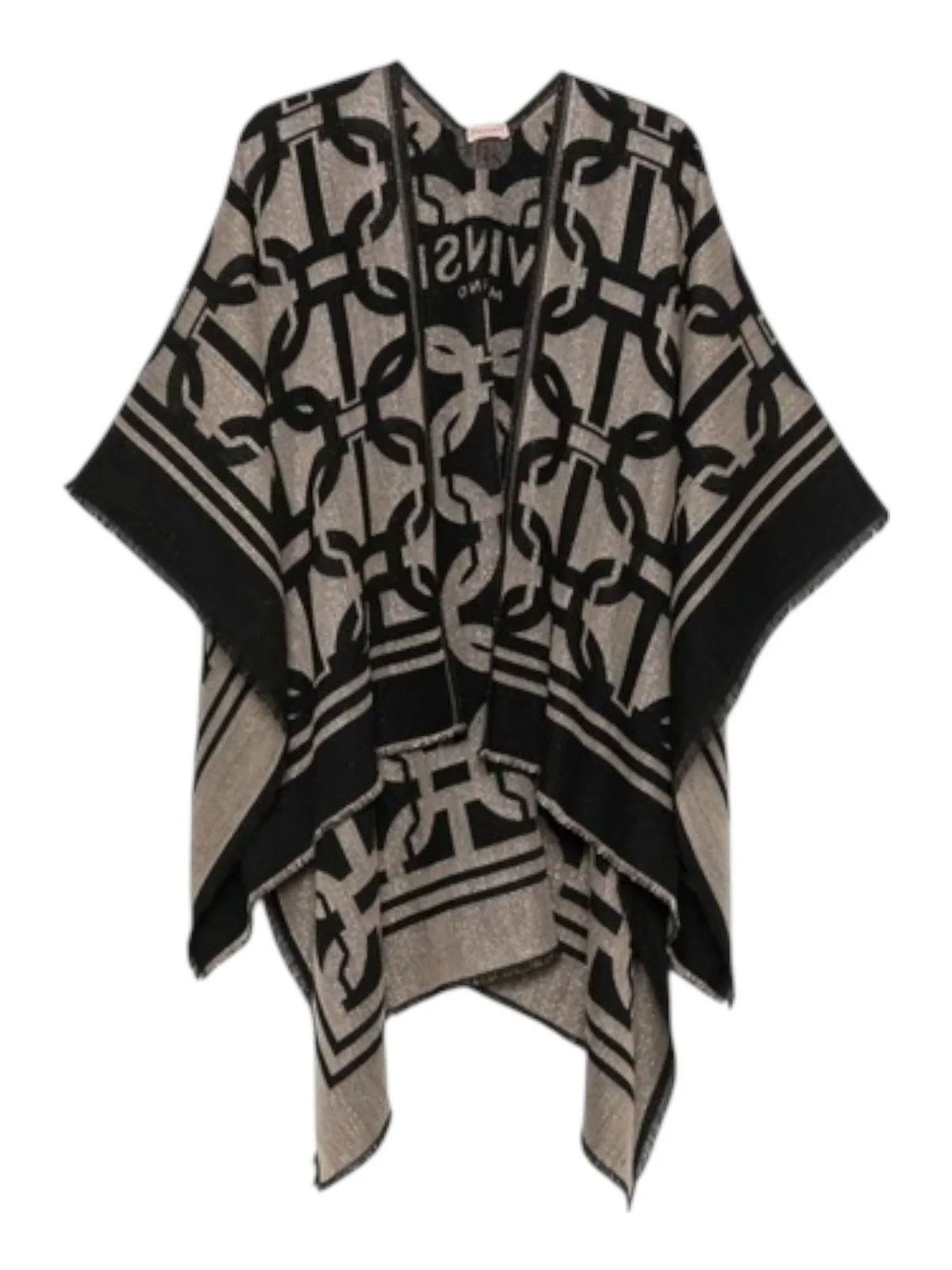 TWINSET Mantella Donna CHAINED OVAL T JACQUARD PONCHO 252TA4370 00006 Nero