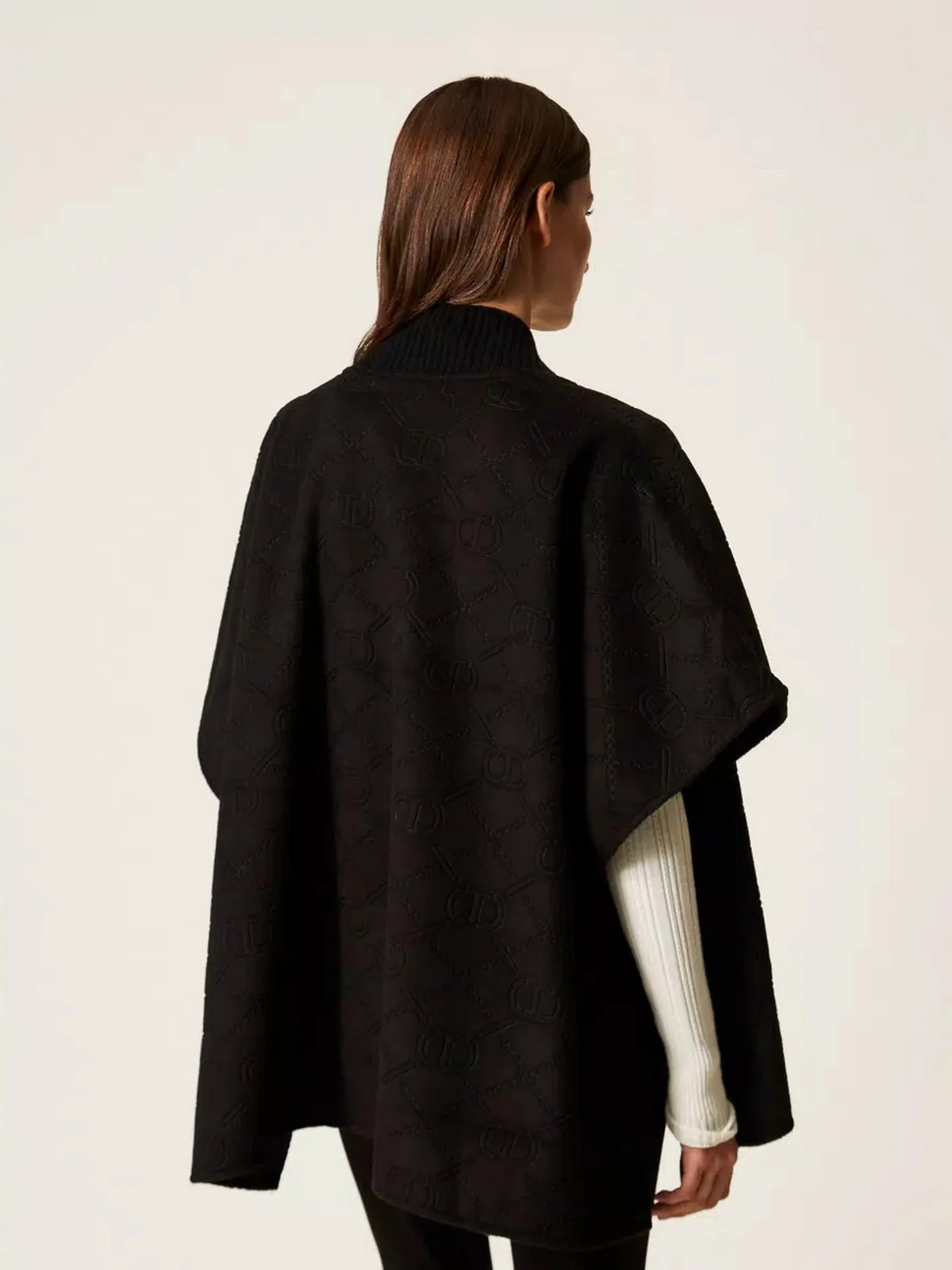 TWINSET Mantella Donna EMBOSSED LOGO 252TO5420 00006 Nero - Image 3